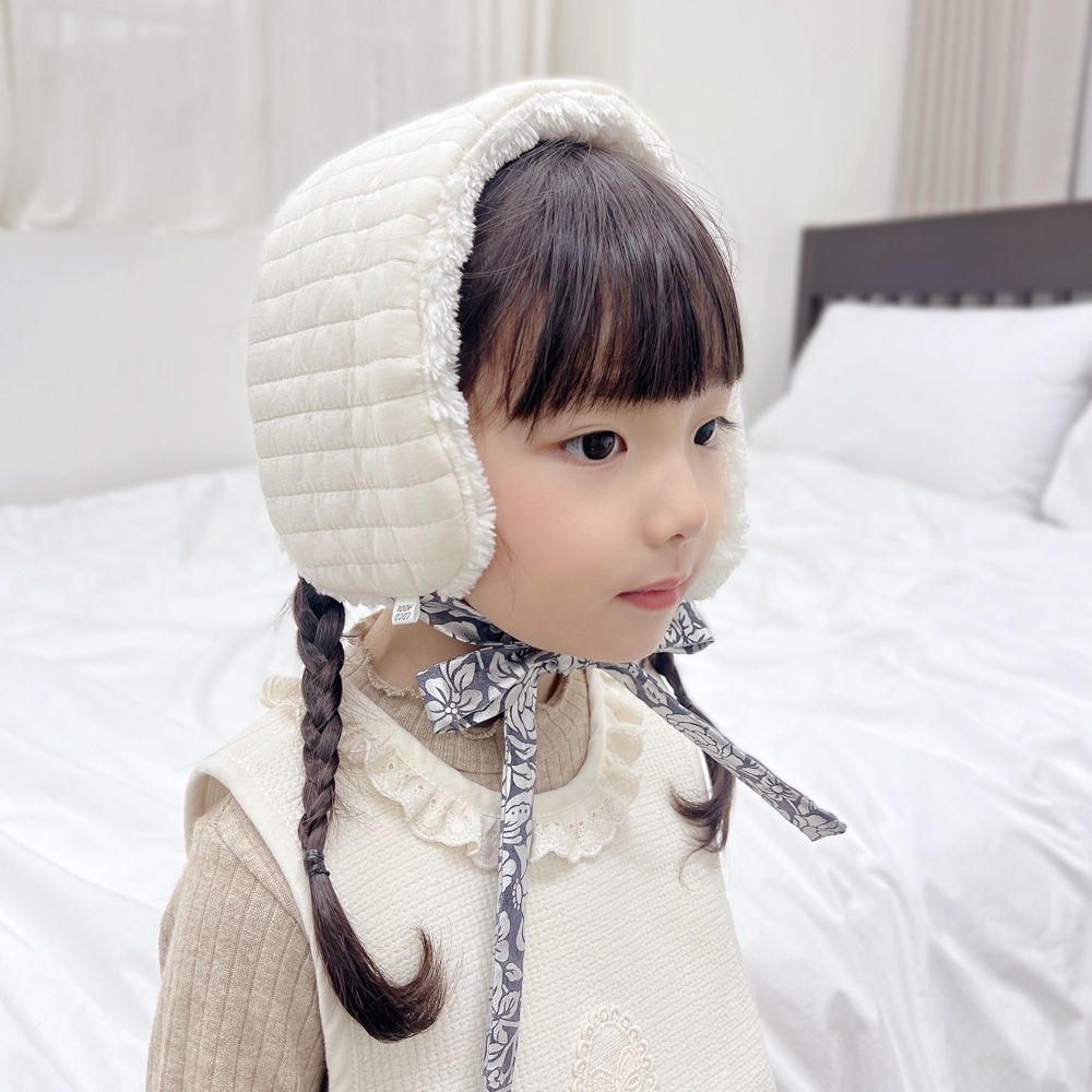 누빔 퍼 설빔 아기 귀도리 귀마개 목도리