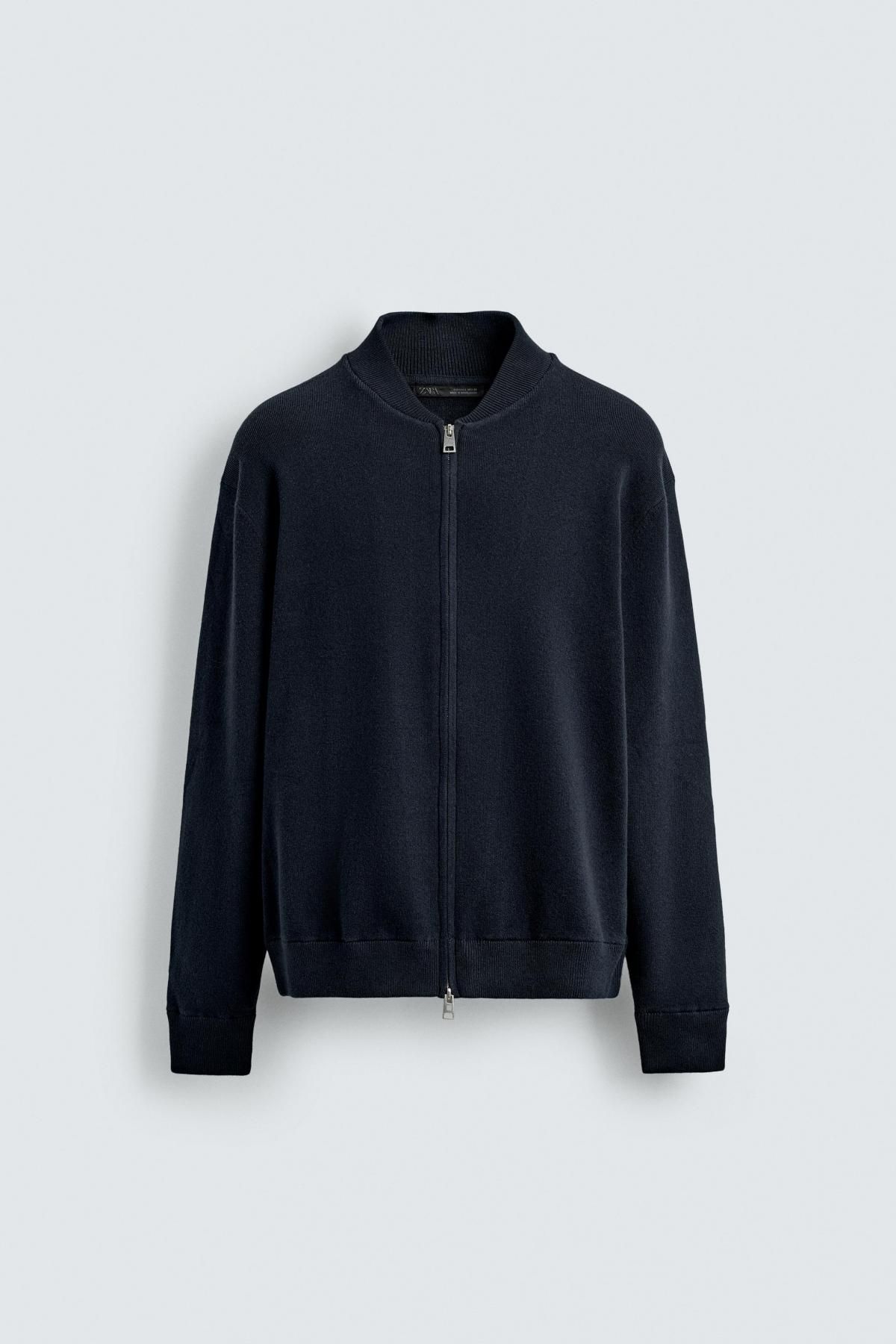 자라 베이직 코튼 혼방 집업 니트 가디건 0693/304 NAVY BLUE - 상품 이미지