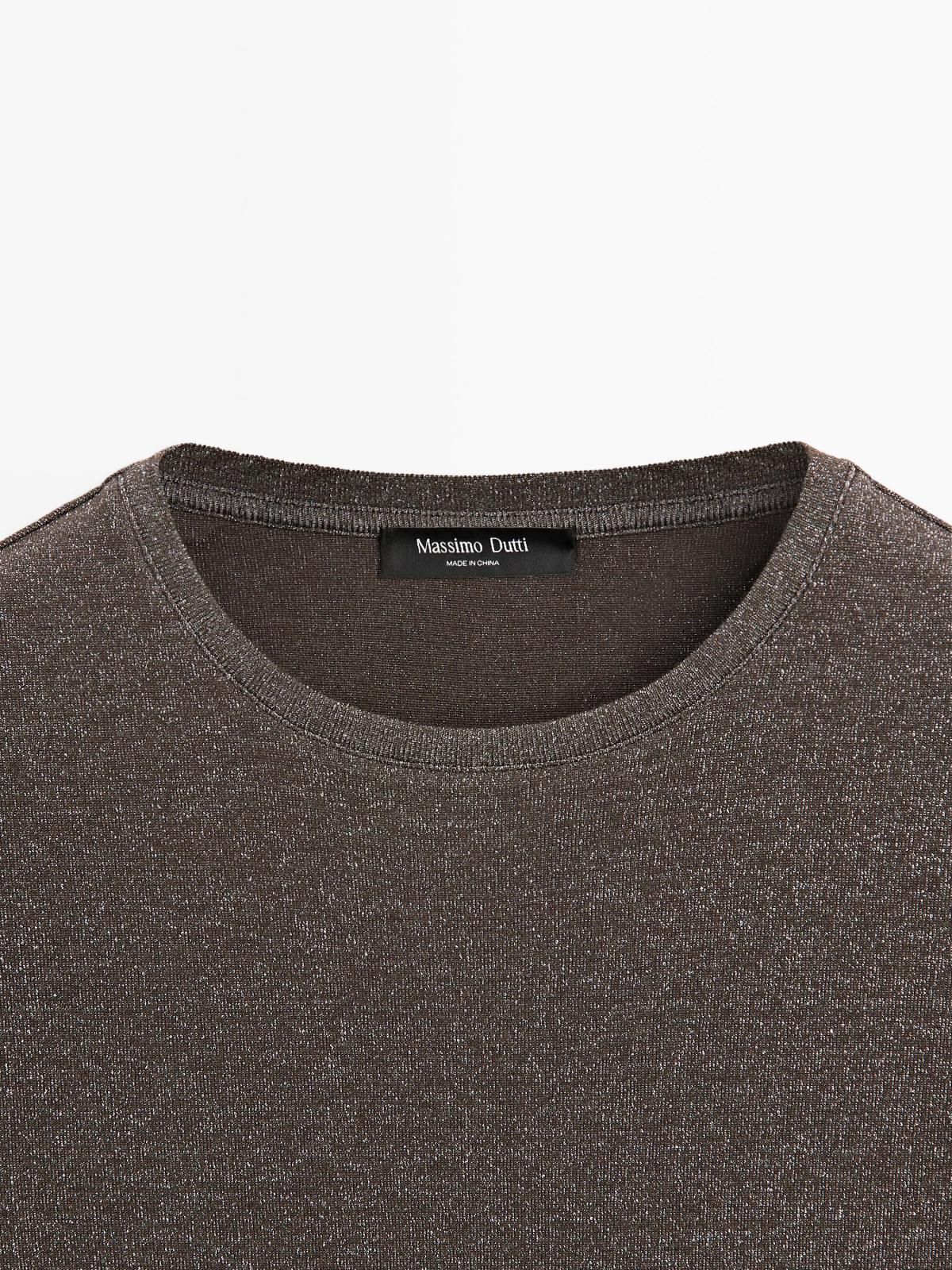 마시모두띠 메탈릭 슬림핏 라운드넥 긴팔 티셔츠 6250/560 BROWN - 상세 이미지 5