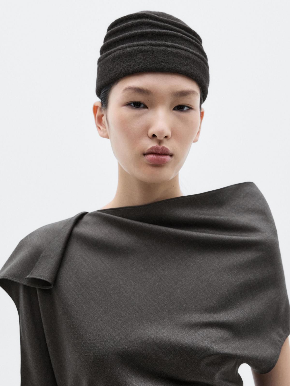 마시모두띠 한정판 드레이프 울 롱 원피스 6601/555 CHOCOLATE - 상세 이미지 4