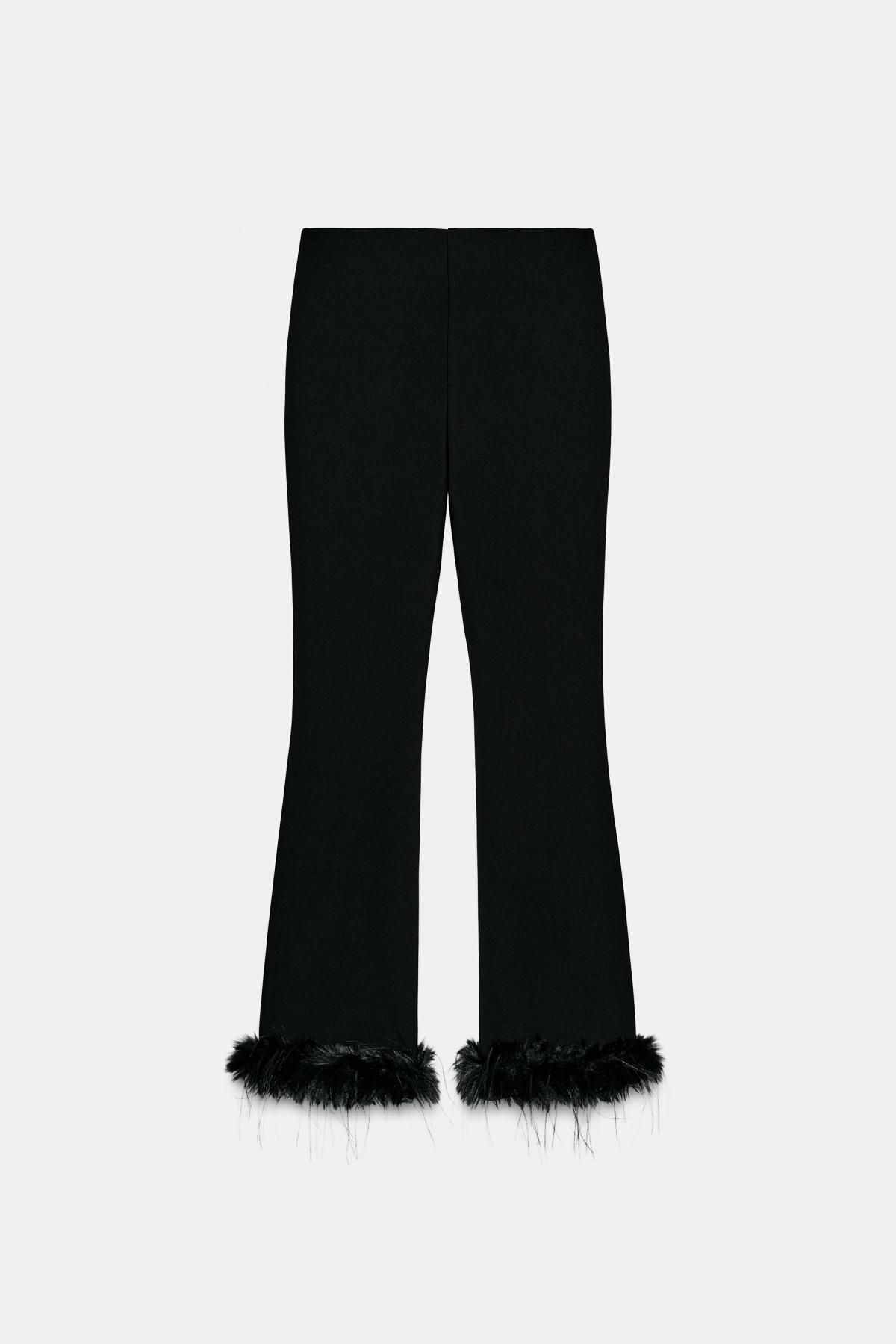 자라 페이크 퍼 밑단 플레어 팬츠 1223/479 BLACK - 상세 이미지 5