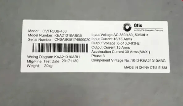엘리베이터 인버터 OVFR03B-403 KEA21310ABG5 드라이브 KEA21310ABG1