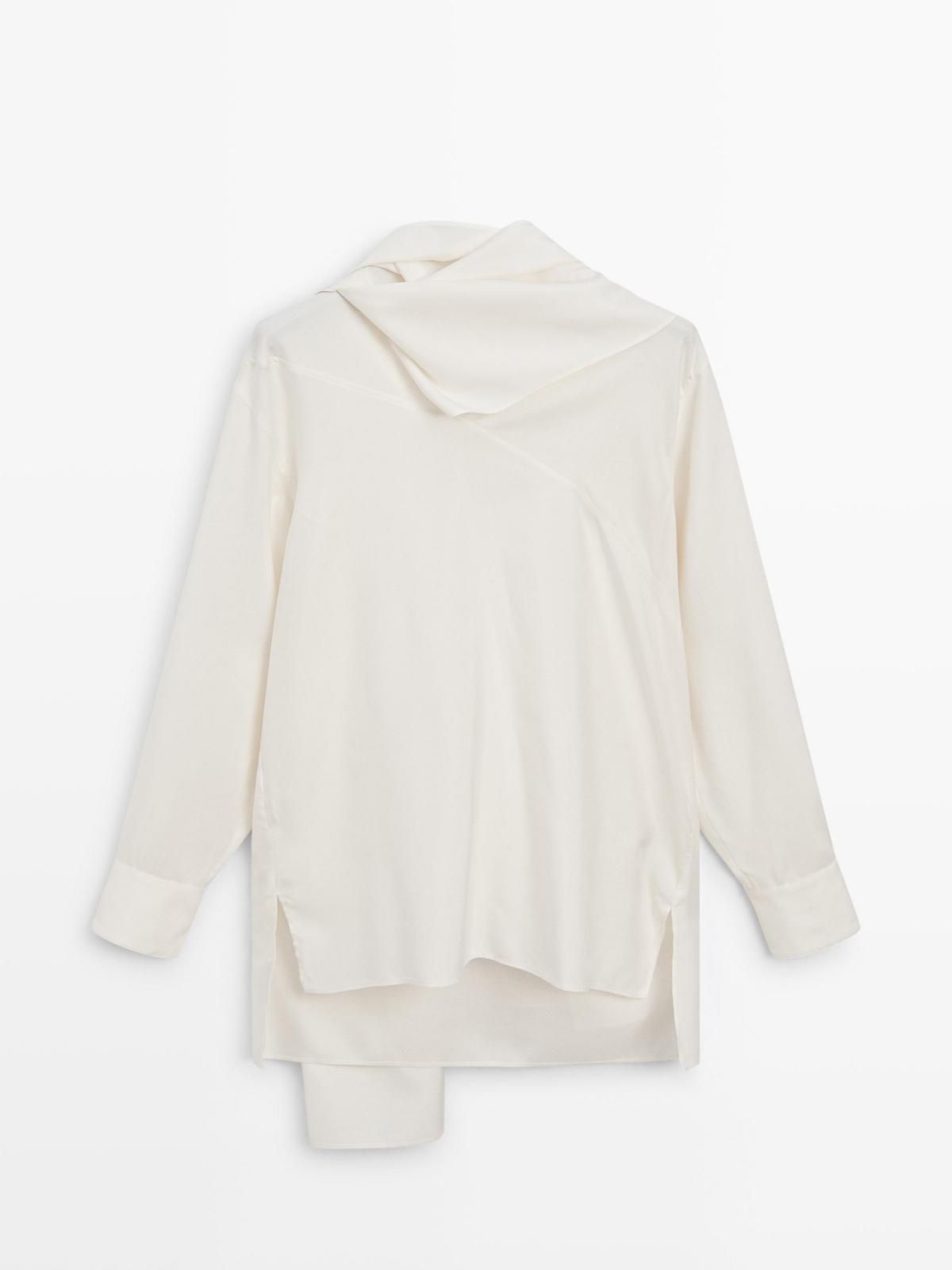 마시모두띠 소프트 실크 블렌드 타이넥 블라우스 5103/555 OFF WHITE - 메인 이미지