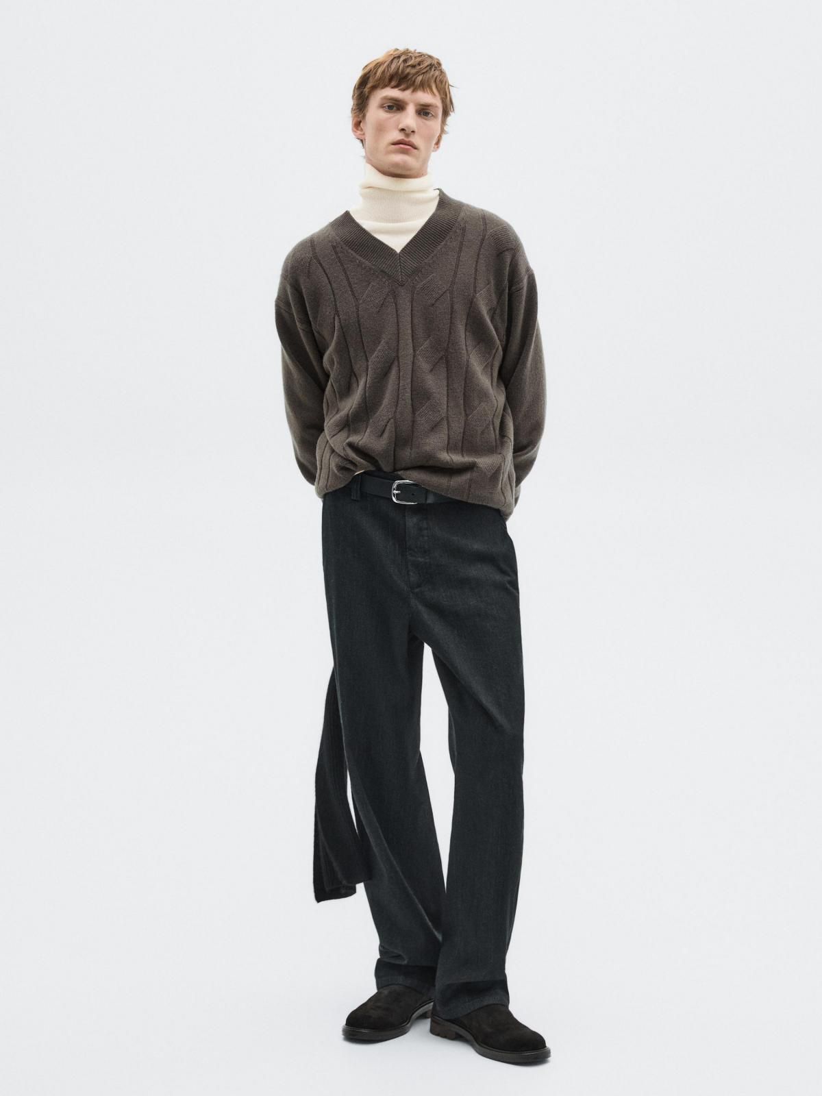 마시모두띠 프리미엄 울블렌드 브이넥 니트 스웨터 0954/880 GREY - 상세 이미지 2