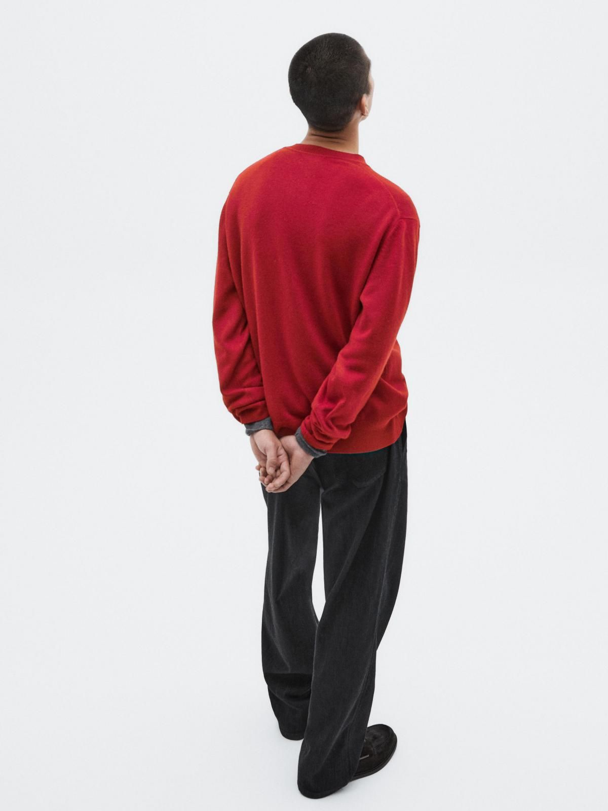 마시모두띠 프리미엄 울 캐시미어 레드 니트 스웨터 0951/880 BRIGHT RED - 상세 이미지 5