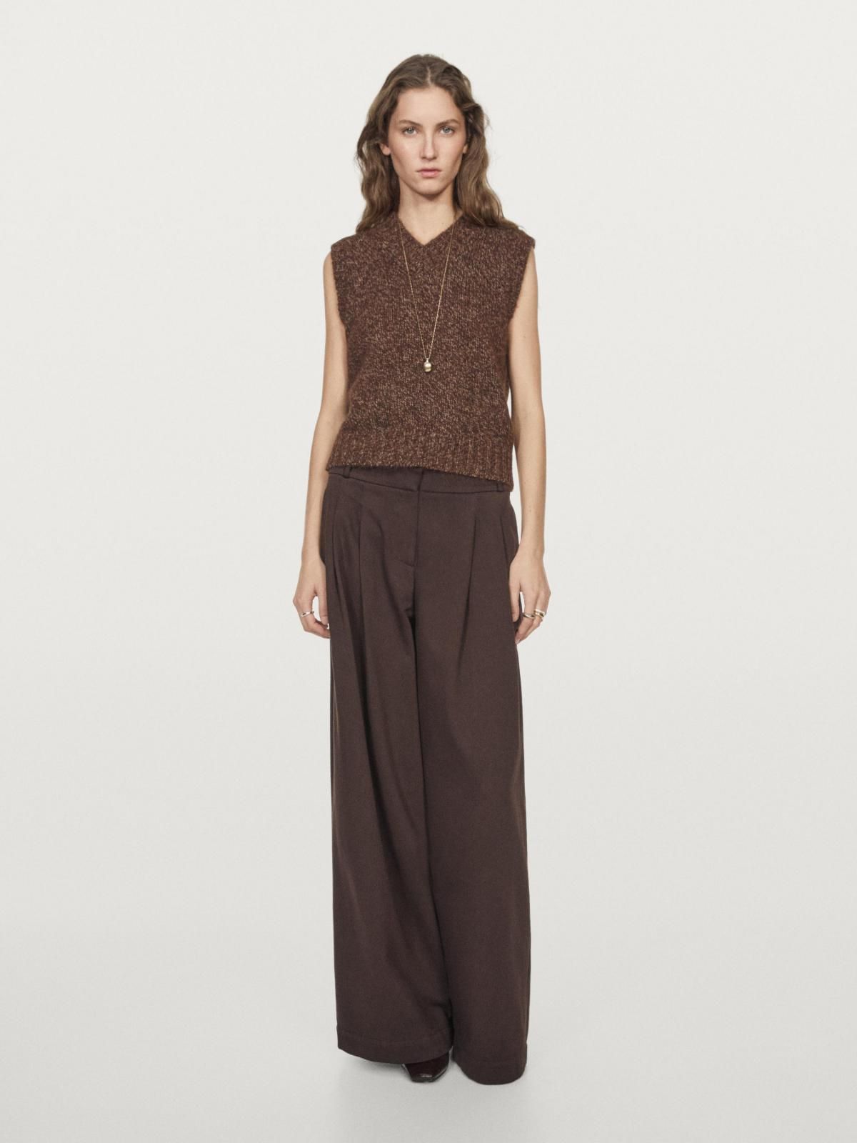 마시모두띠 브러쉬드 알파카 울 니트 브이넥 베스트 5787/929 REDDISH BROWN - 상세 이미지 2