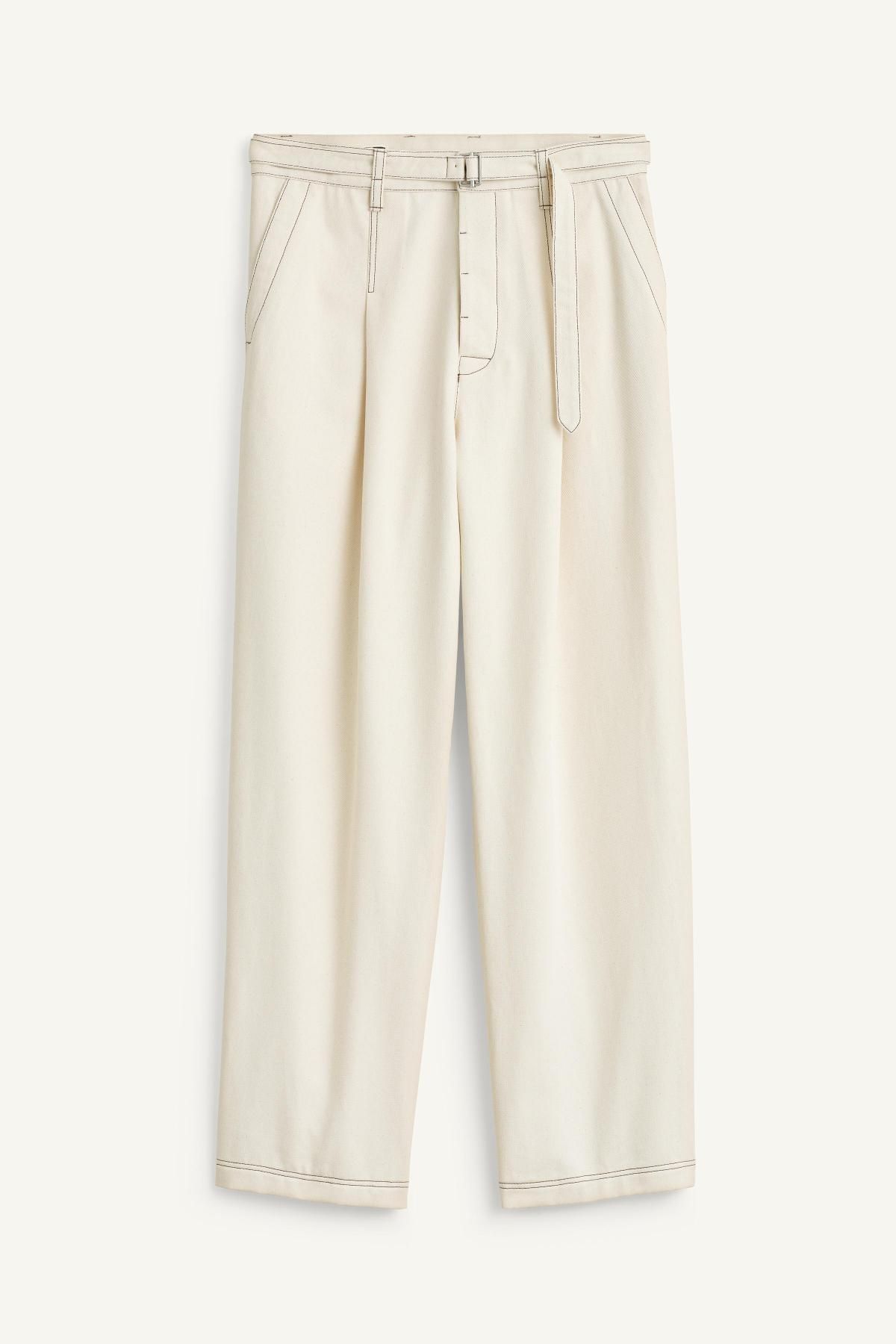 자라 코튼 벨트 스트레이트 팬츠 6359/328 ECRU - 상품 이미지