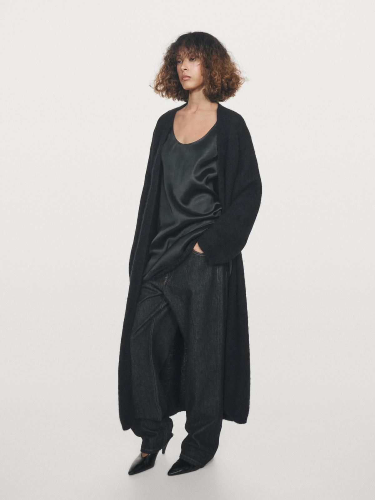 마시모두띠 브러쉬드 알파카 혼방 롱 오픈 가디건 5751/599 DARK BLUE - 상세 이미지 5