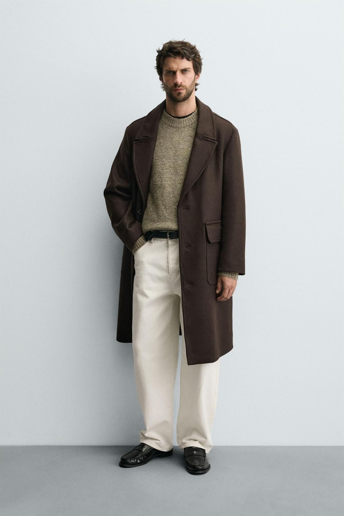 자라 클래식 브라운 릴렉스핏 울 싱글코트 9338/130 BROWN - 상세 이미지 2