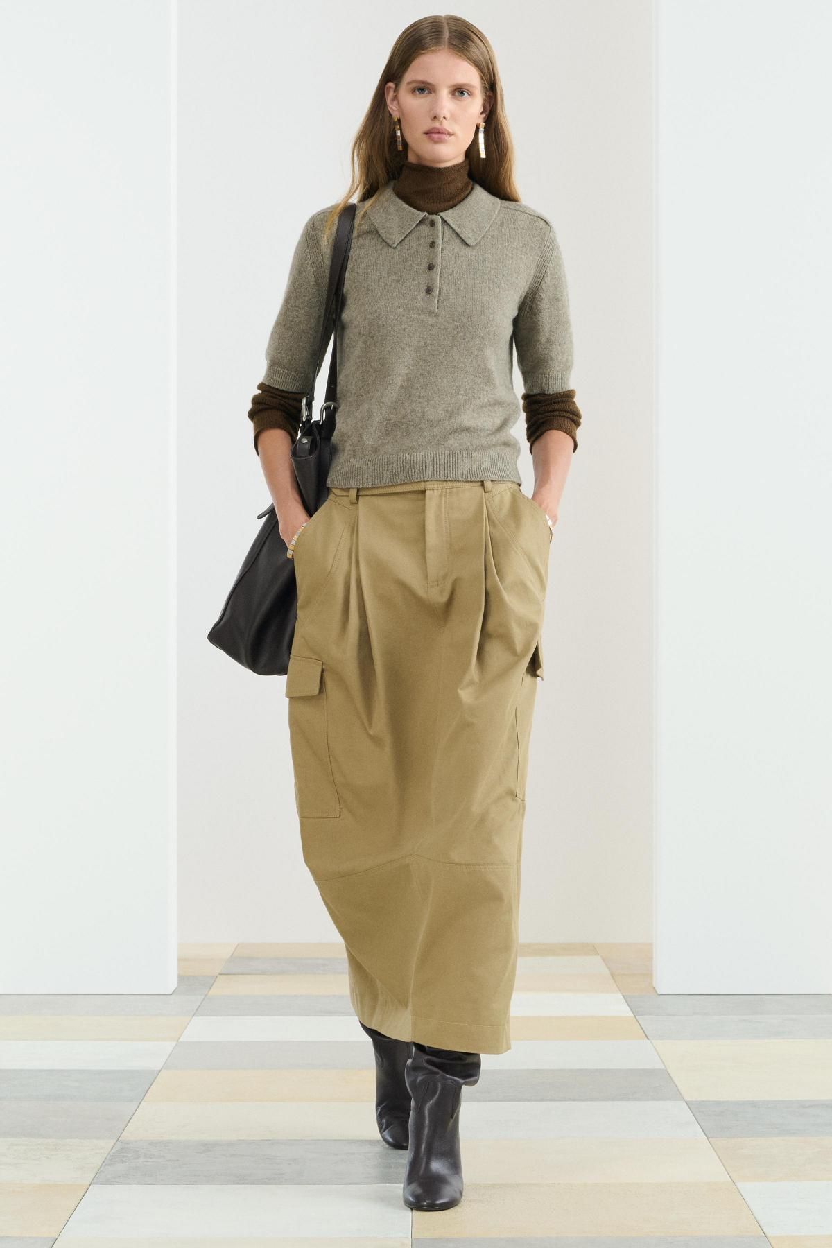 자라 울 블렌드 자카드 반팔 폴로셔츠 3039/900 KHAKI - 상세 이미지 2