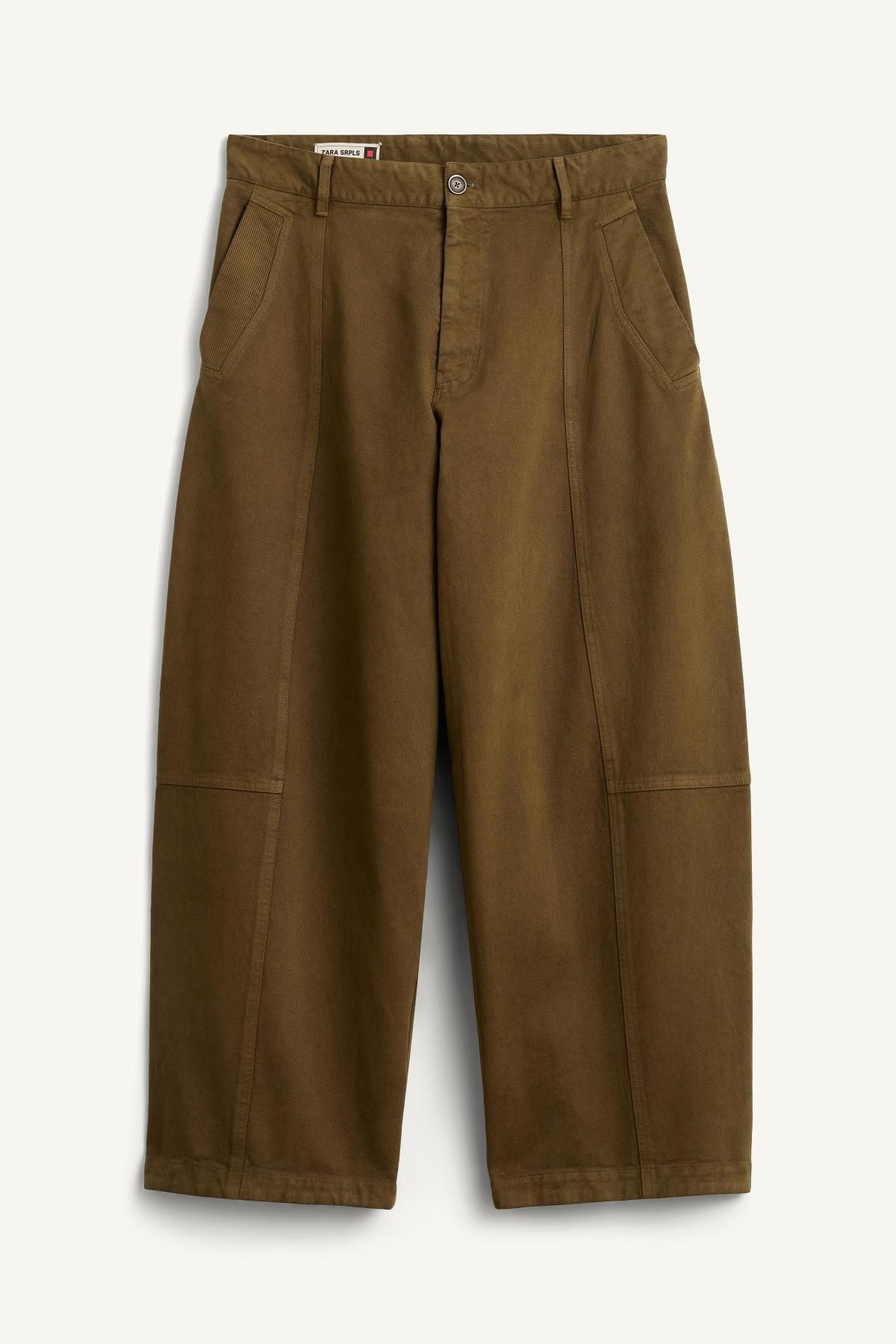 자라 와이드 벌룬핏 코튼 배기 팬츠 6351/325 KHAKI - 상품 이미지