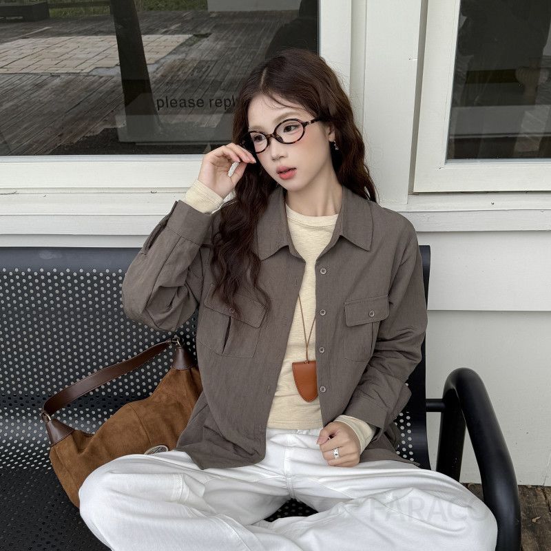 가을 코튼 긴팔 캐주얼 오버핏 셔츠 편안한 착용감 스타일링 유틸리티 디자인 구김없는 - 상세 이미지 4
