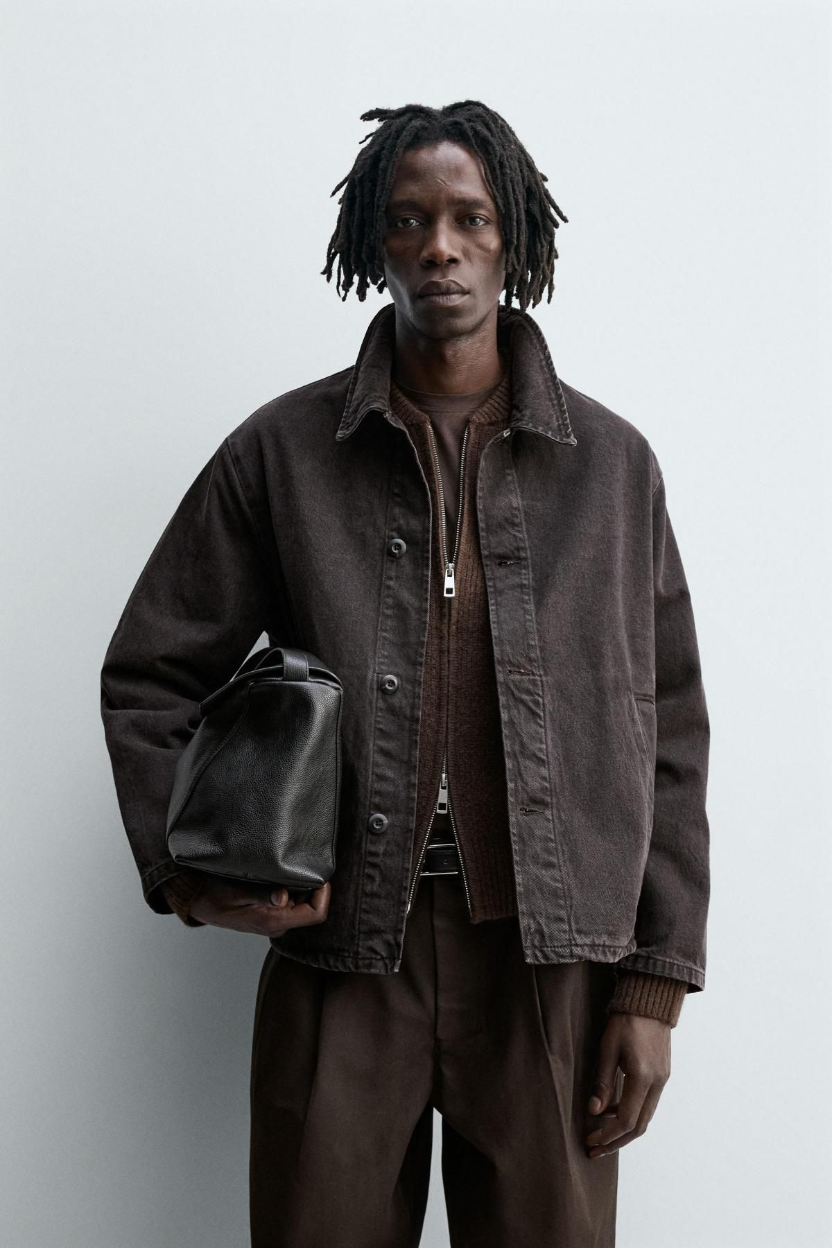 자라 박시핏 데님 오버셔츠 3991/354 CHOCOLATE - 상세 이미지 3
