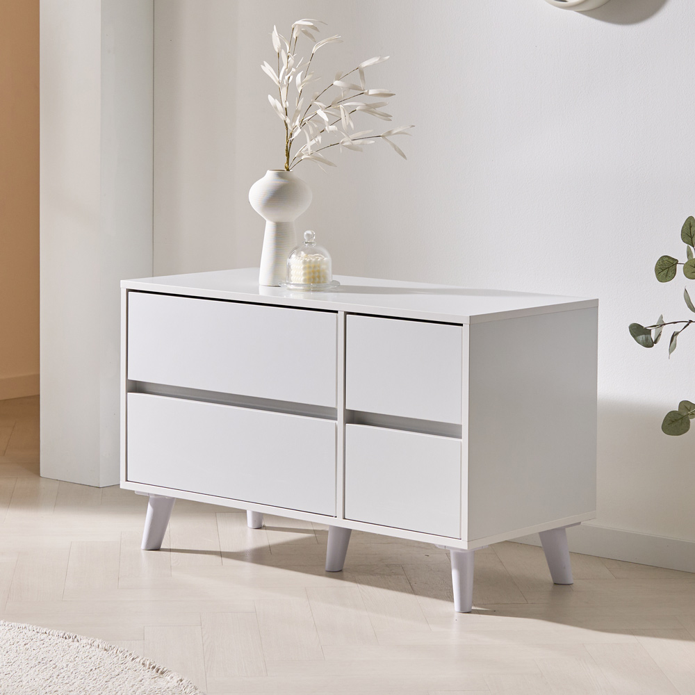 가구의서 다용도 서랍 수납장 900x400x550mm, 2단, 화이트 - 상품 이미지