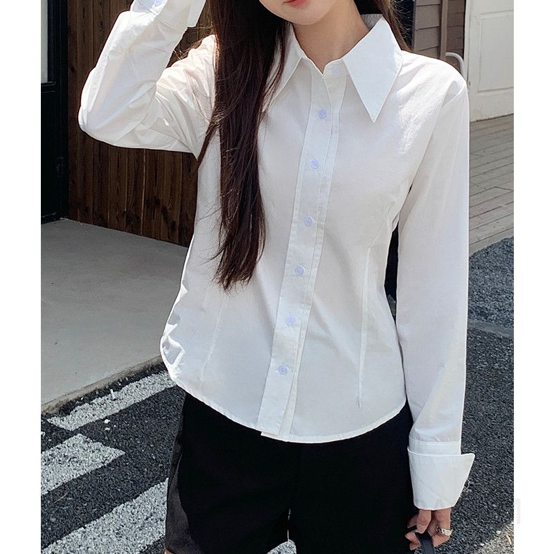 여성용 코튼 긴팔 셔츠 가을 스타일 캐주얼 재킷 디자인 블라우스 오버핏 편안한 착용감 활용도 높은 - 상세 이미지 5