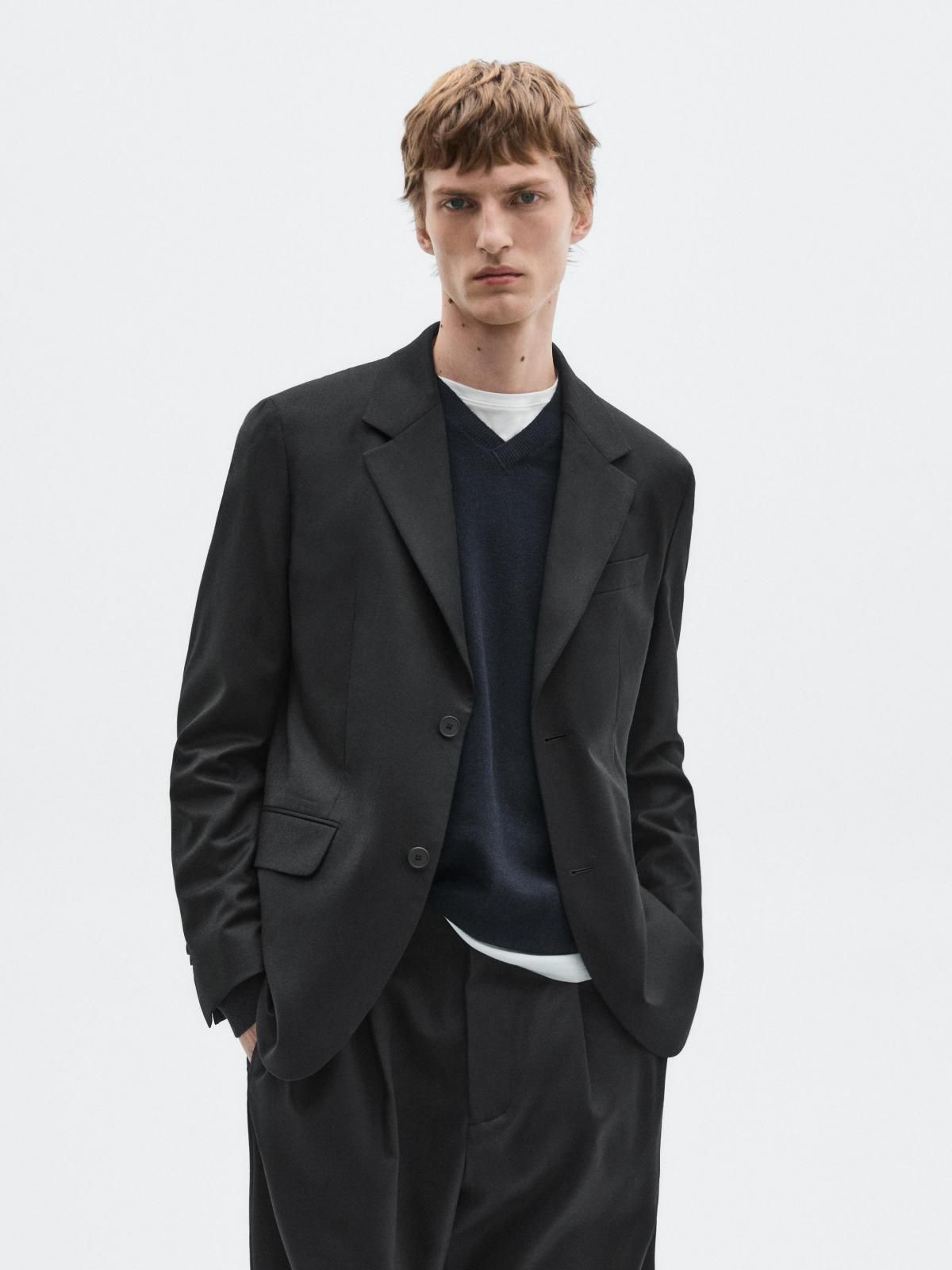 마시모두띠 플란넬 울 블렌드 수트 블레이저 3572/880 BLACK - 상세 이미지 3