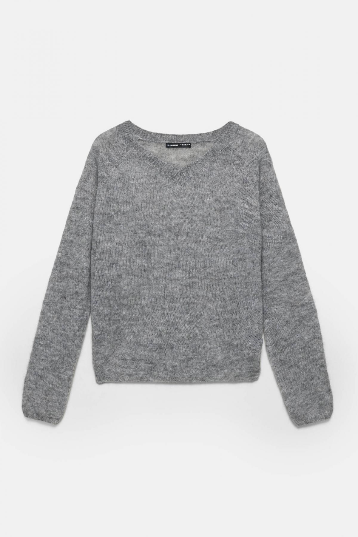 풀앤베어 울 알파카 브이넥 니트 그레이 스웨터 7550/401 GREY MARL - 상품 이미지