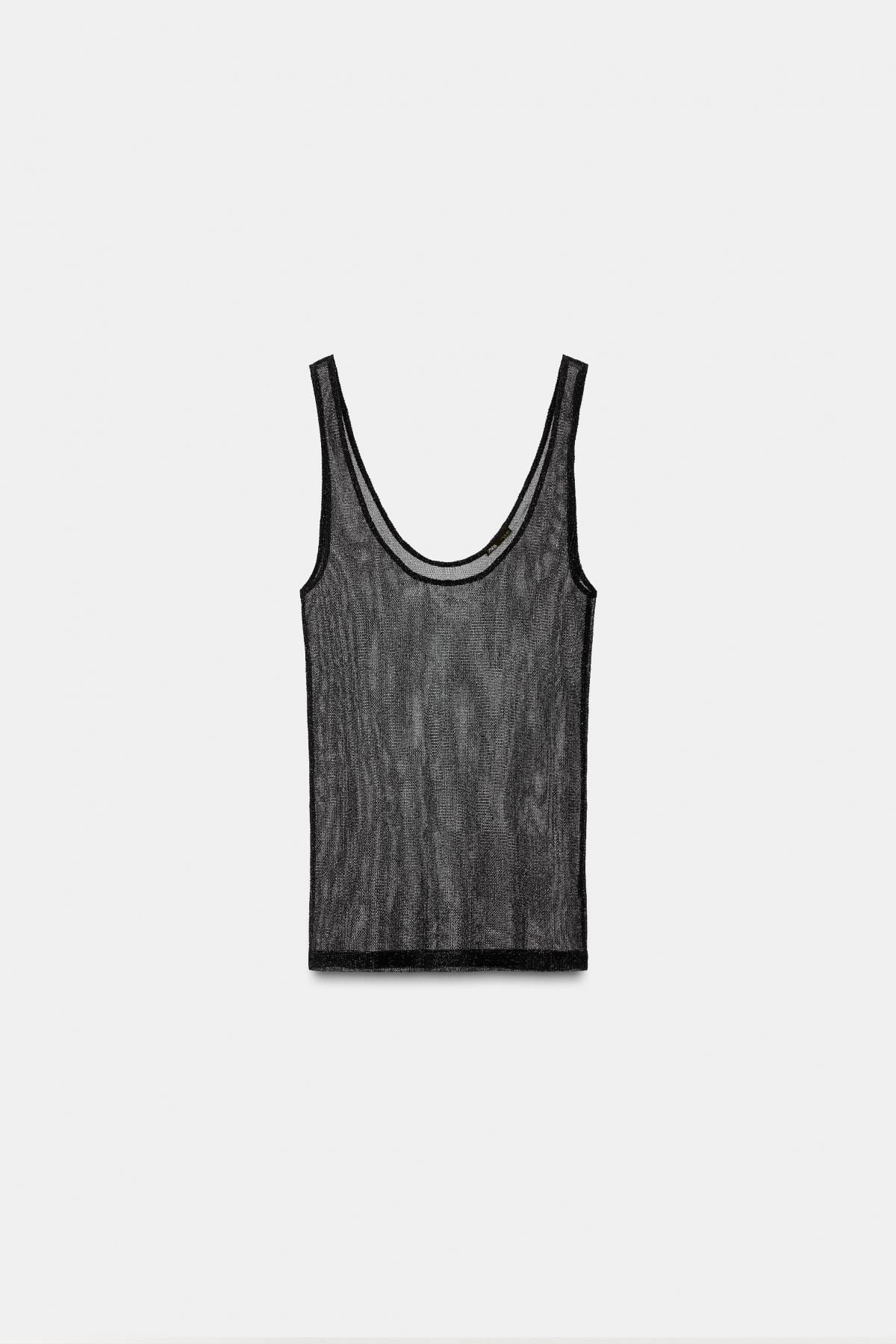 자라 메탈릭 민소매 니트 탑 1198/471 BLACK - 상품 이미지
