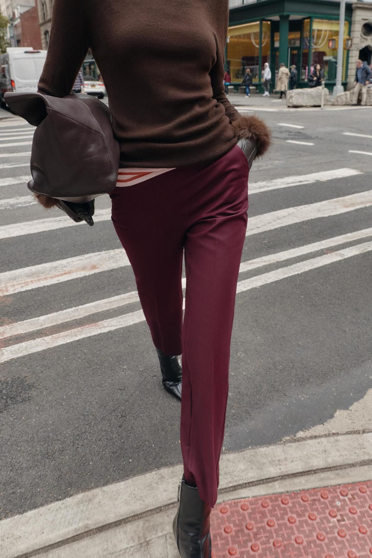 자라 버건디 슬림핏 슬랙스 팬츠 1608/231 BURGUNDY - 상세 이미지 4