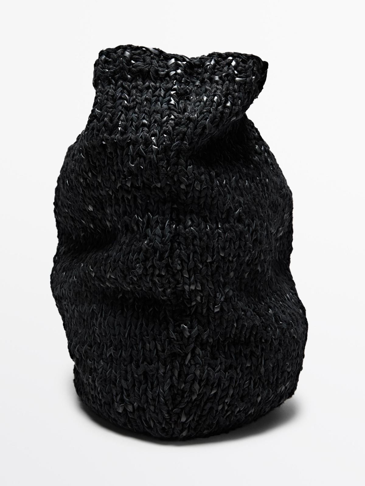 마시모두띠 한정판 크로셰 레더 라지 토트백 6990/555 BLACK - 상세 이미지 5