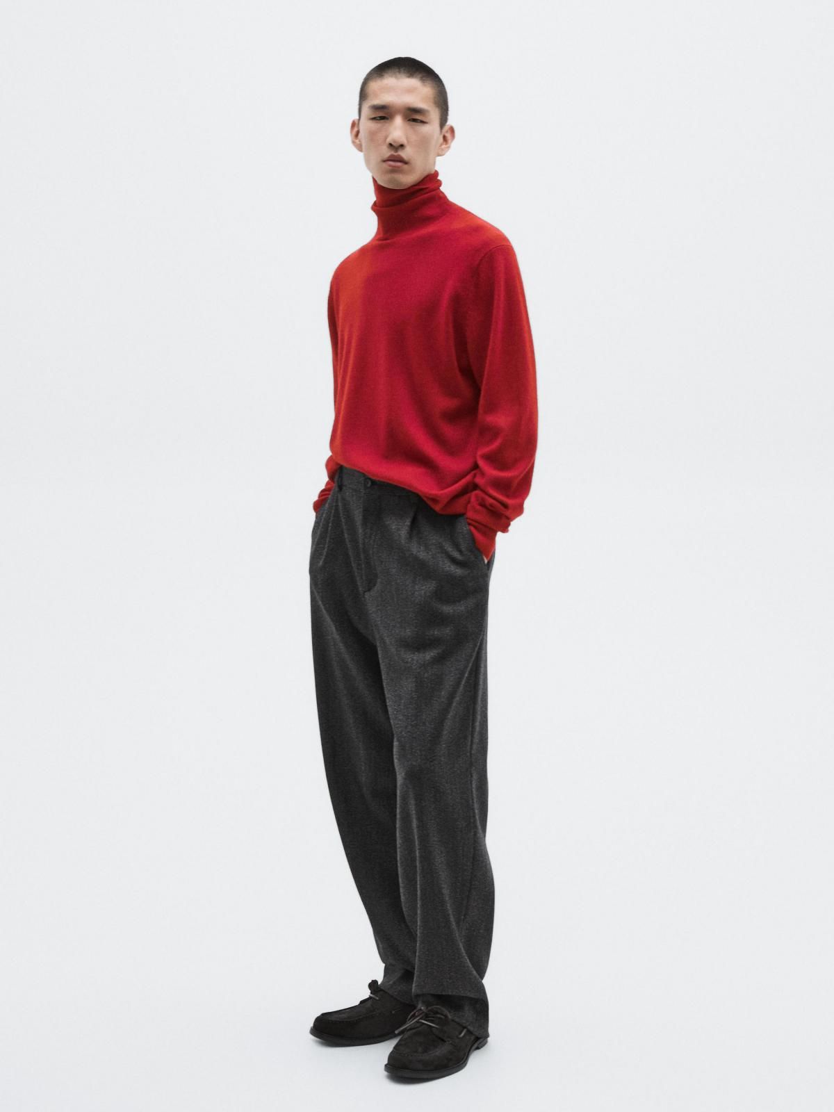 마시모두띠 한정판 울 캐시미어 터틀넥 니트 스웨터 0952/880 BRIGHT RED - 상세 이미지 2
