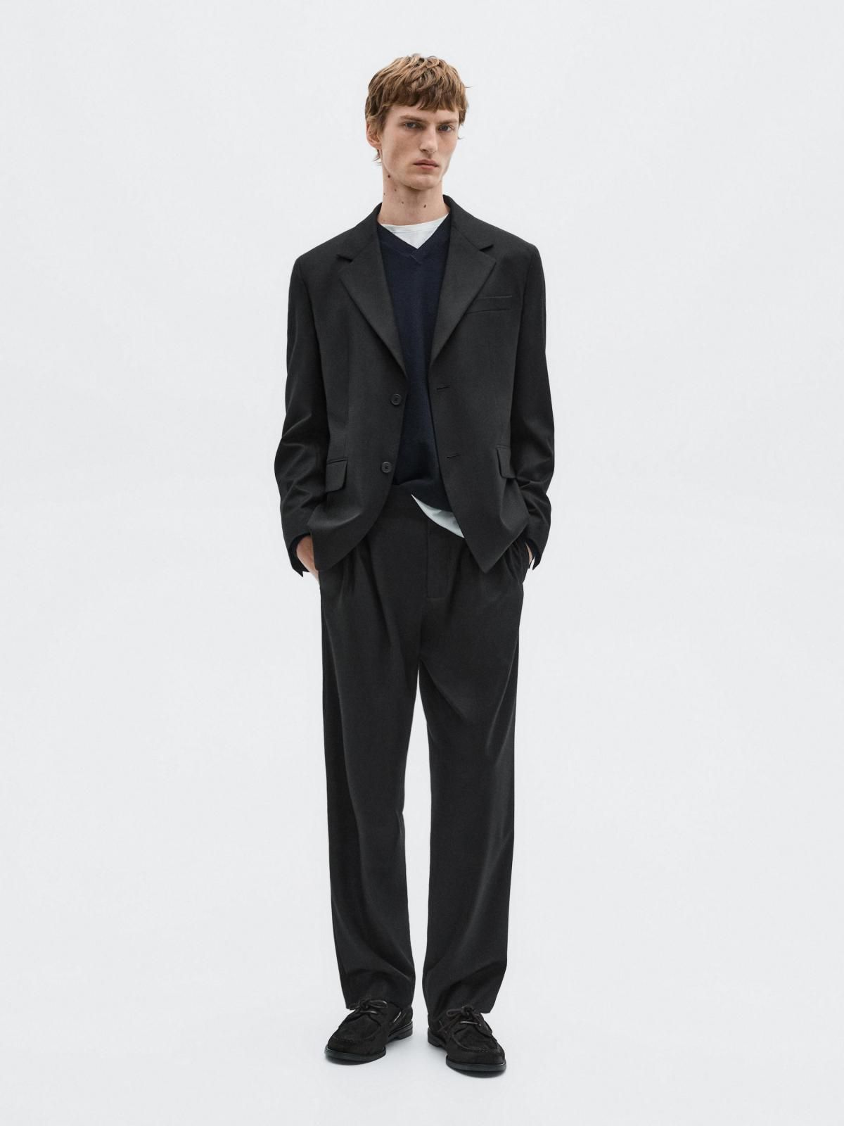 마시모두띠 플란넬 울 블렌드 수트 블레이저 3572/880 BLACK - 상세 이미지 2
