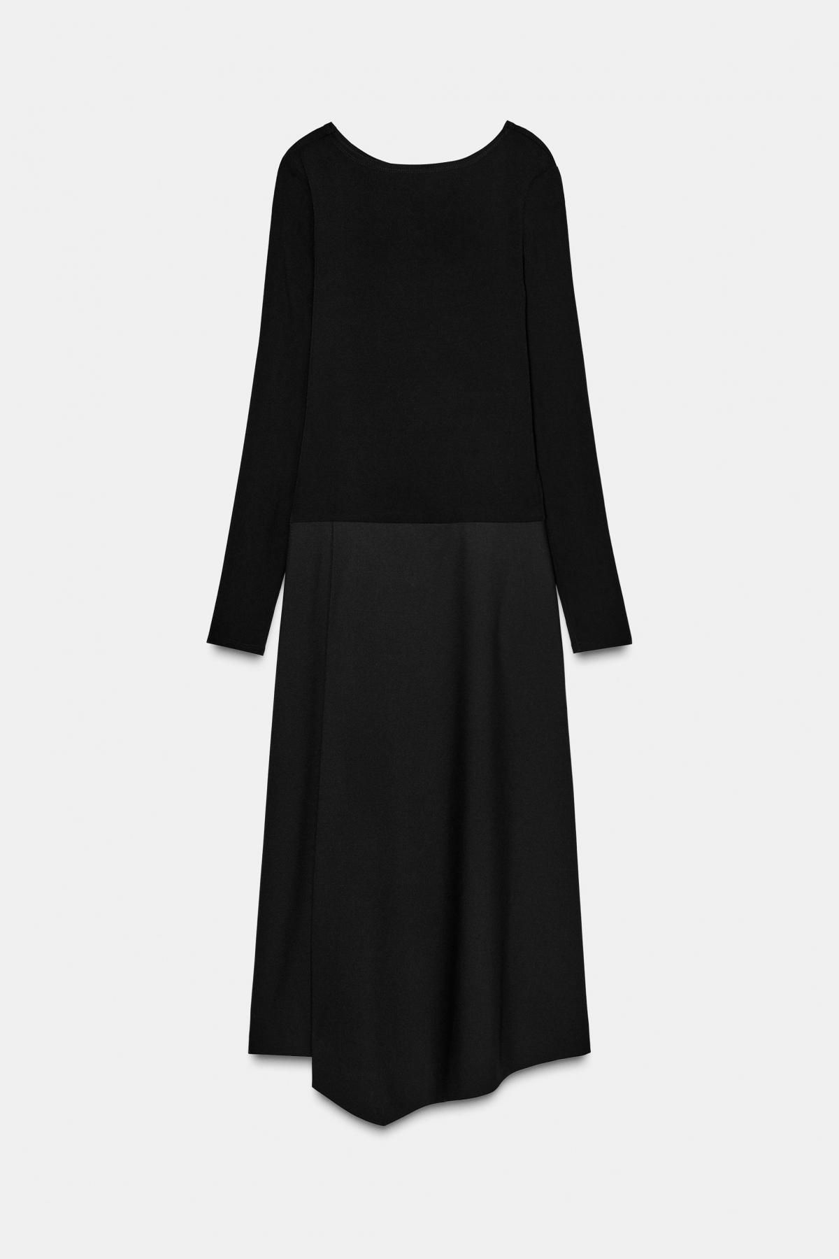 자라 테크니컬 언밸런스 롱 원피스 9733/998 BLACK - 메인 이미지