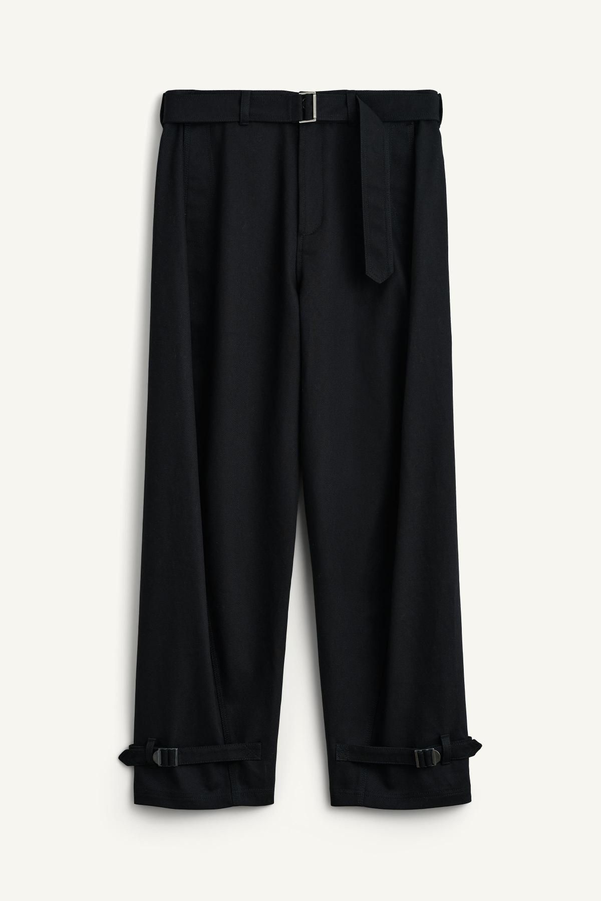 자라 블랙 벨트 코튼 벌룬핏 팬츠 6363/326 BLACK - 상품 이미지
