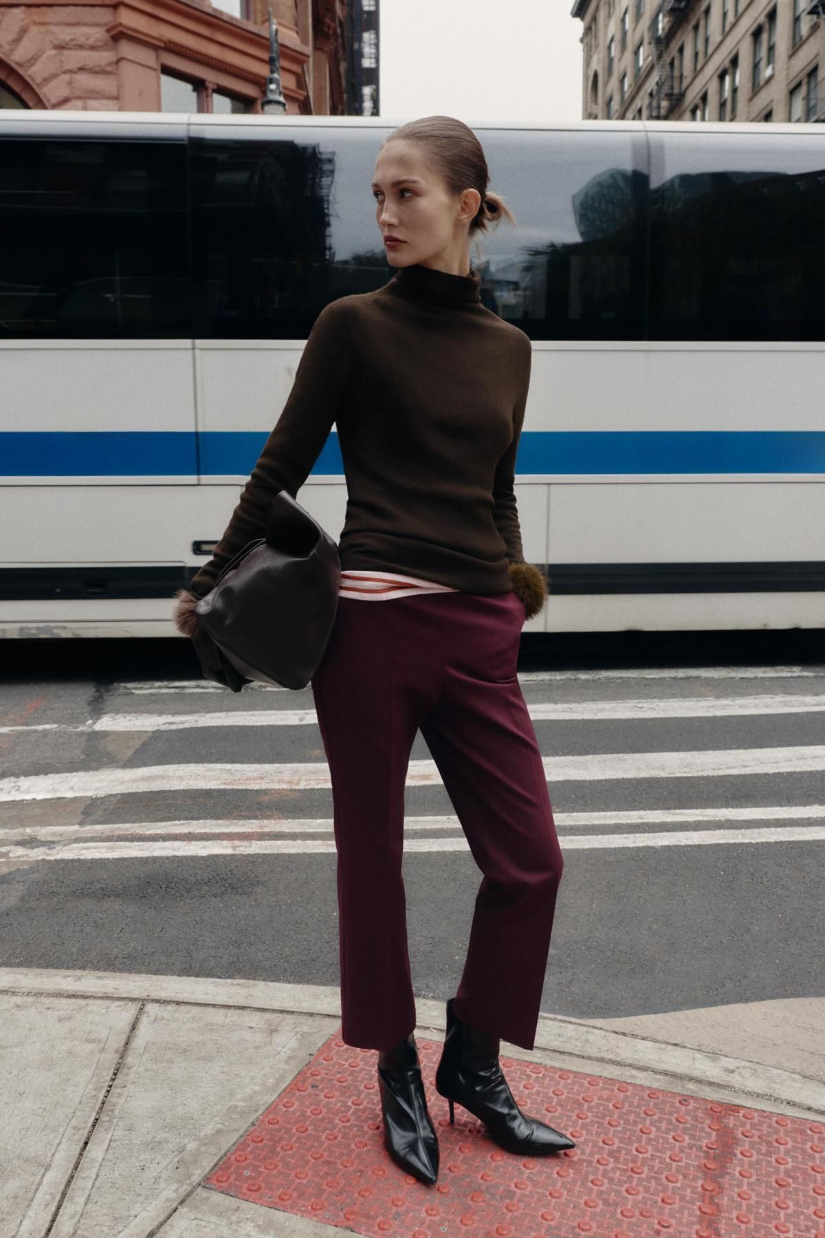 자라 버건디 슬림핏 슬랙스 팬츠 1608/231 BURGUNDY - 상세 이미지 2