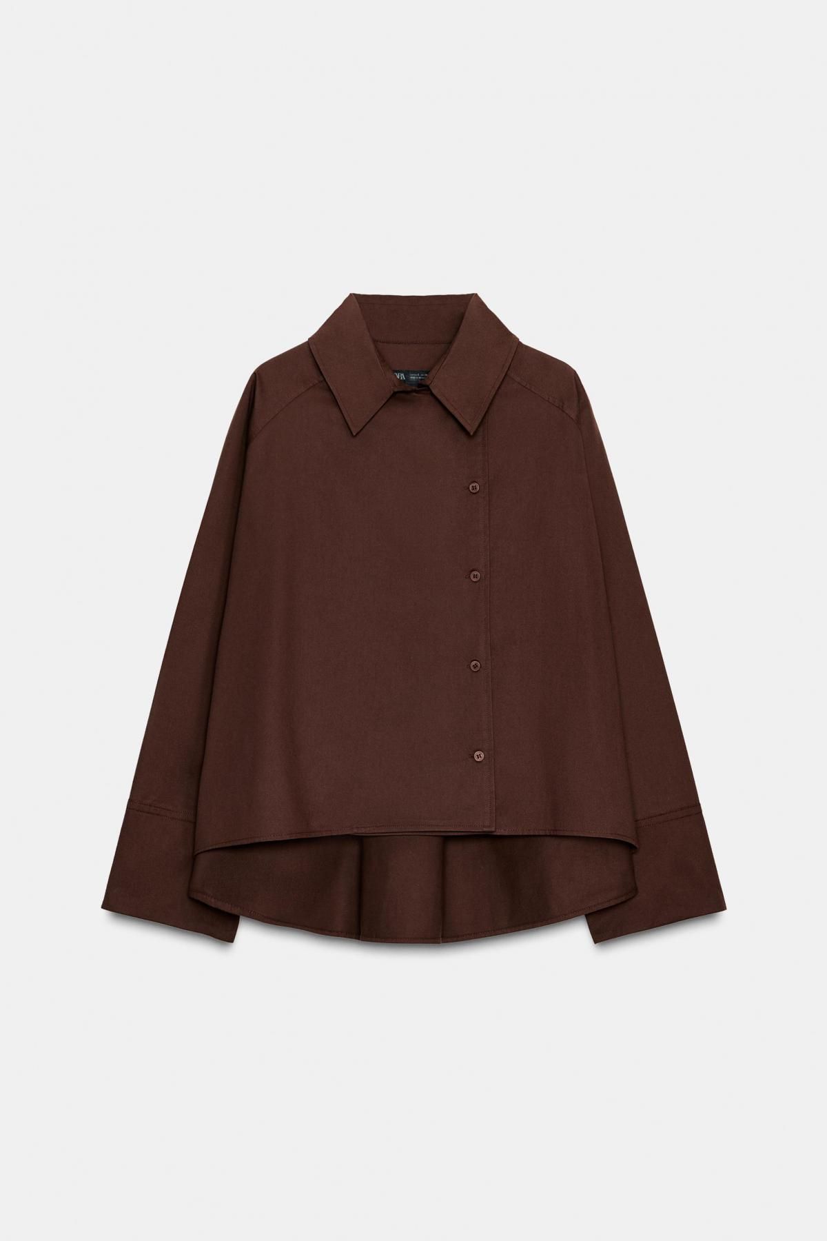 자라 오버사이즈 브라운 플리츠 셔츠 9841/588 BROWN - 메인 이미지