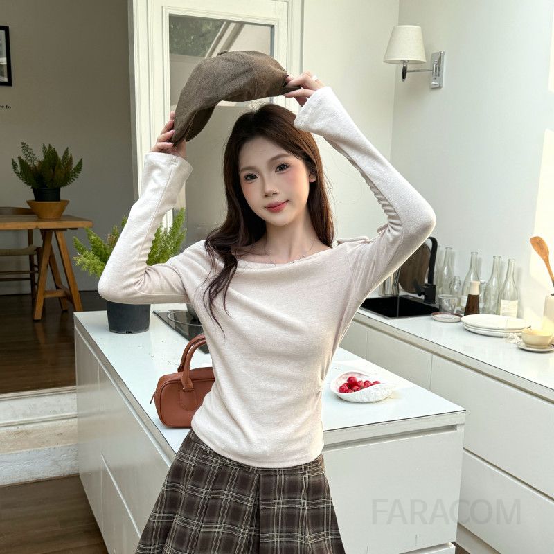 여성 긴팔 러플 티셔츠 가을 스타일 레이어드용 캐주얼 면티셔츠 편안한 착용감 패션 - 상세 이미지 2