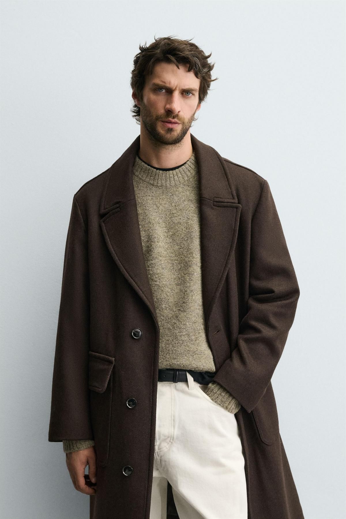 자라 클래식 브라운 릴렉스핏 울 싱글코트 9338/130 BROWN - 상세 이미지 3