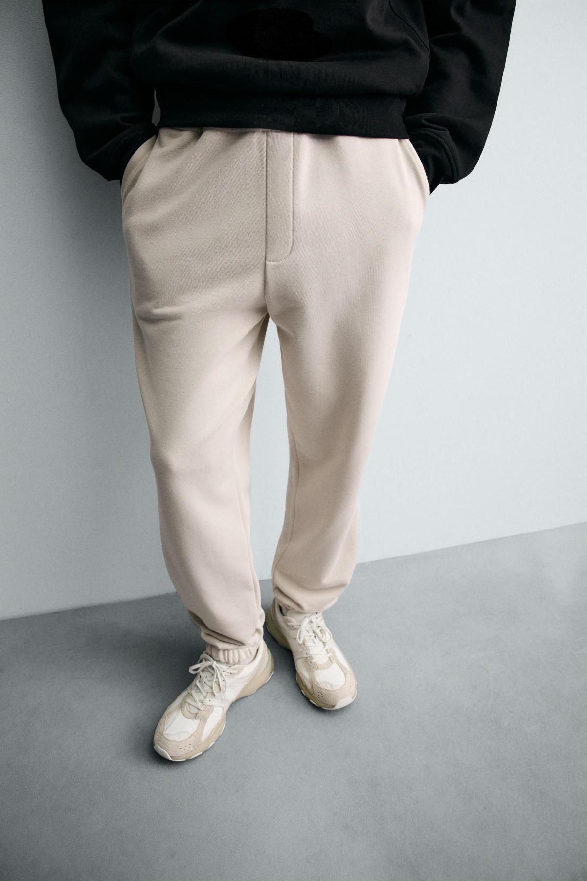 자라 코튼 테크니컬 릴렉스핏 조거 팬츠 0761/372 LIGHT BEIGE - 상세 이미지 5