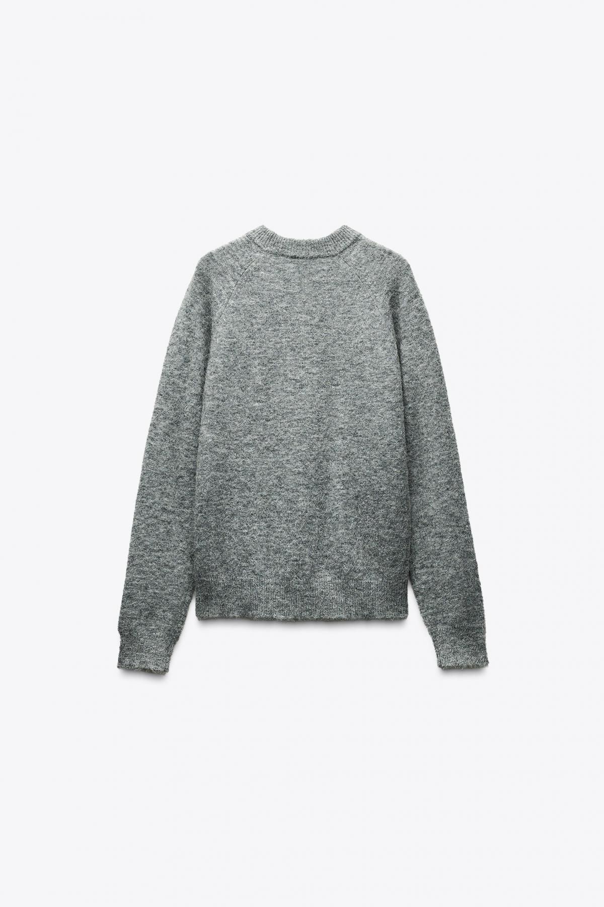자라 미니멀 라운드넥 니트 스웨터 9598/151 GREY MARL - 상세 이미지 3