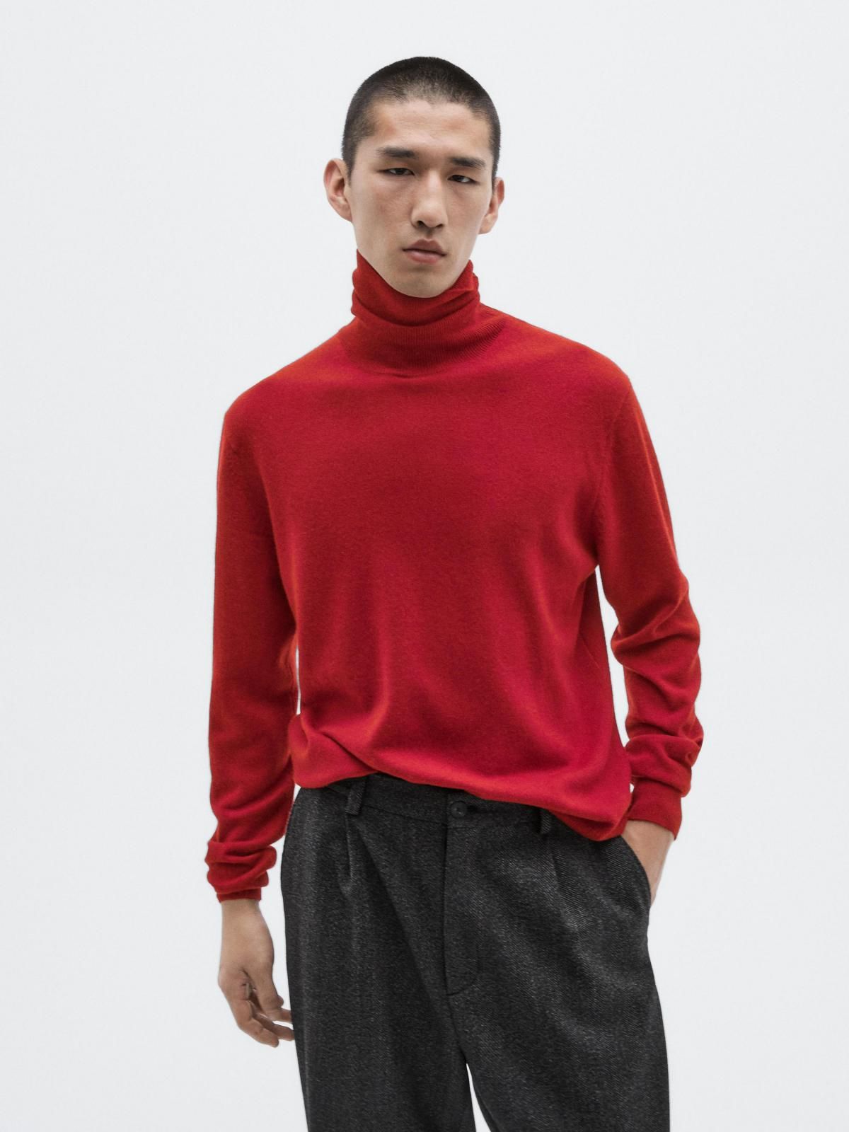 마시모두띠 한정판 울 캐시미어 터틀넥 니트 스웨터 0952/880 BRIGHT RED - 상세 이미지 3