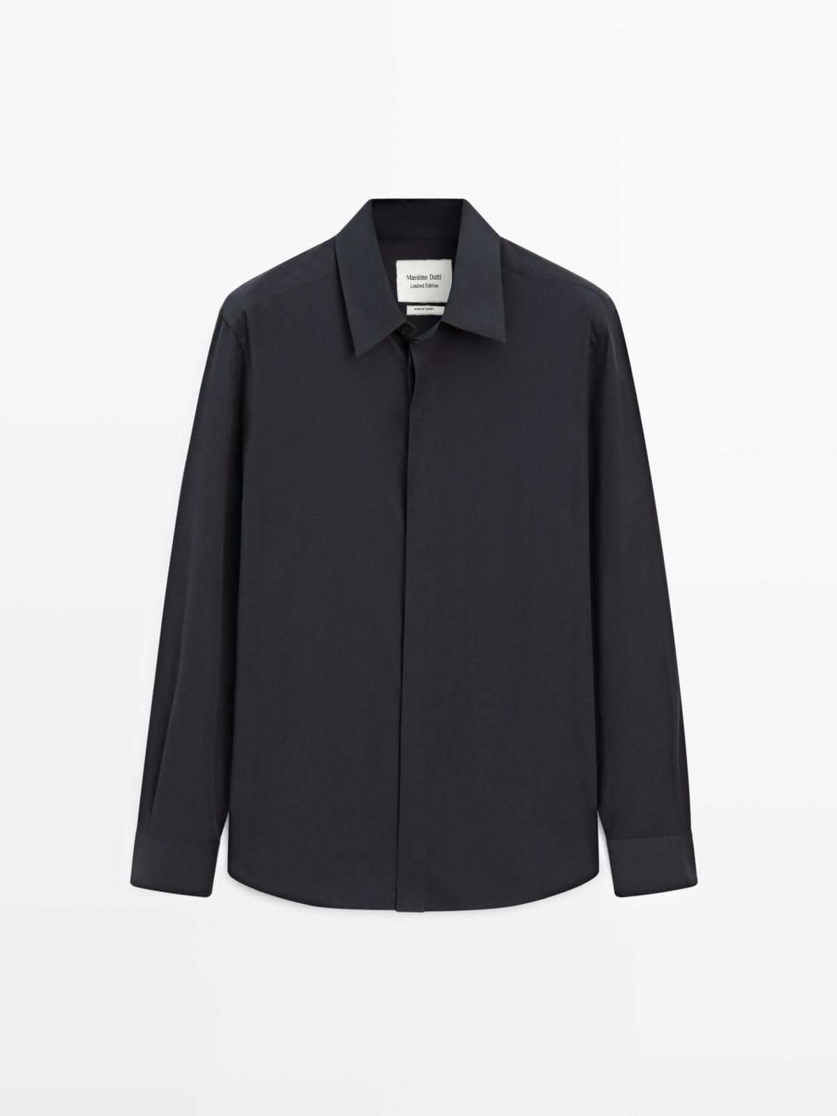 마시모두띠 릴랙스핏 코튼 롱슬리브 셔츠 0178/880 NAVY BLUE - 상품 이미지