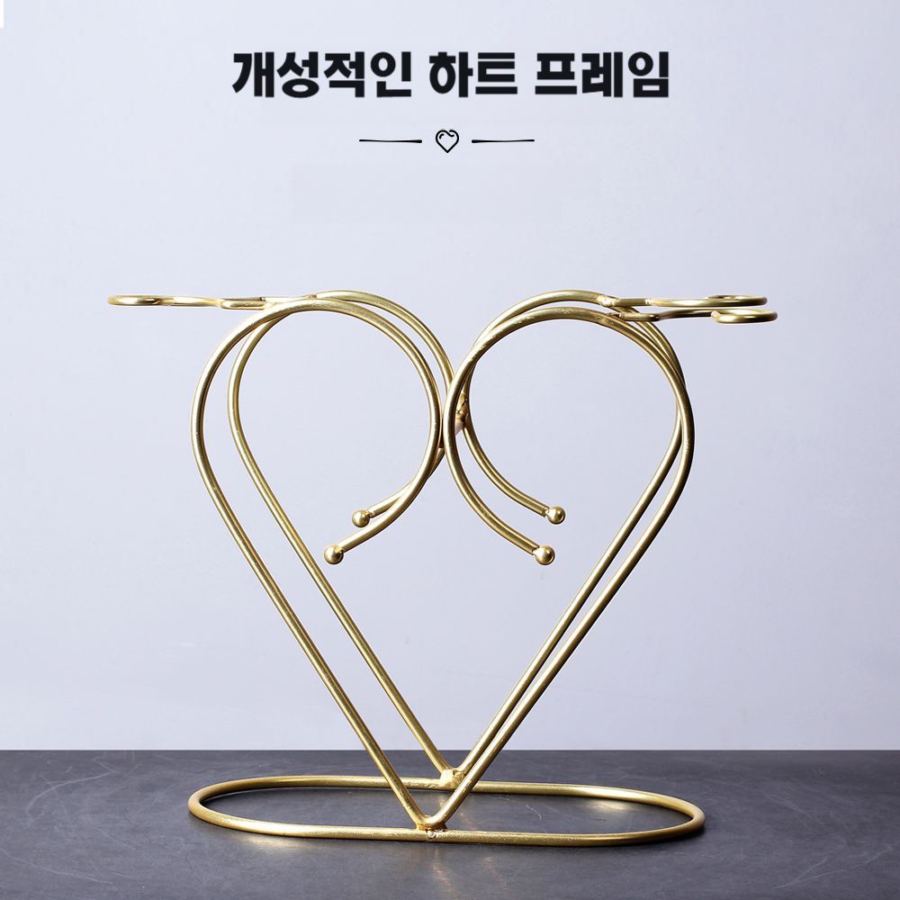 하트 모양 와인랙 3단 금속 와인 거치대 선반 브론즈 와인홀더 - 상세 이미지 5