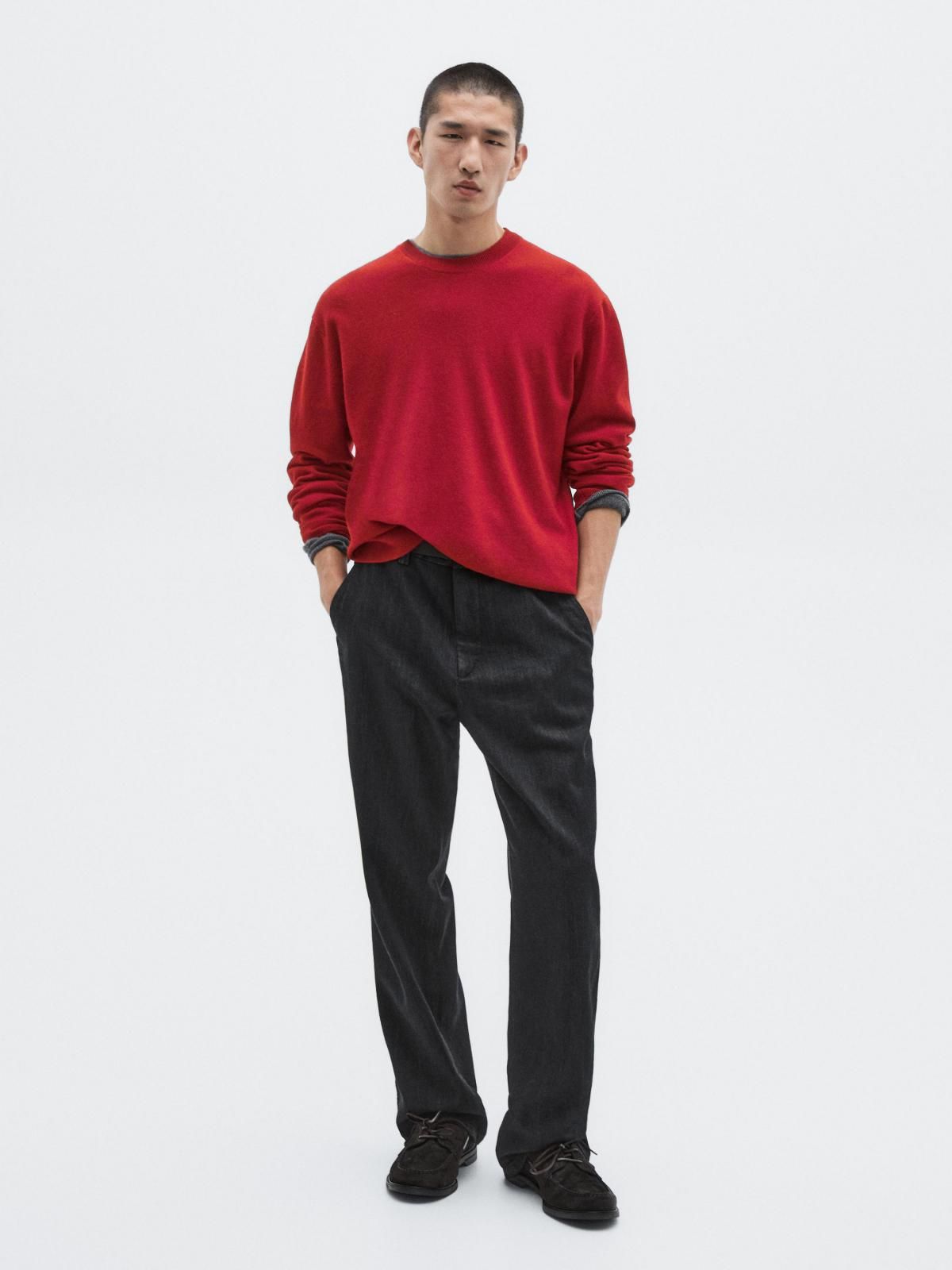 마시모두띠 프리미엄 울 캐시미어 레드 니트 스웨터 0951/880 BRIGHT RED - 상세 이미지 2