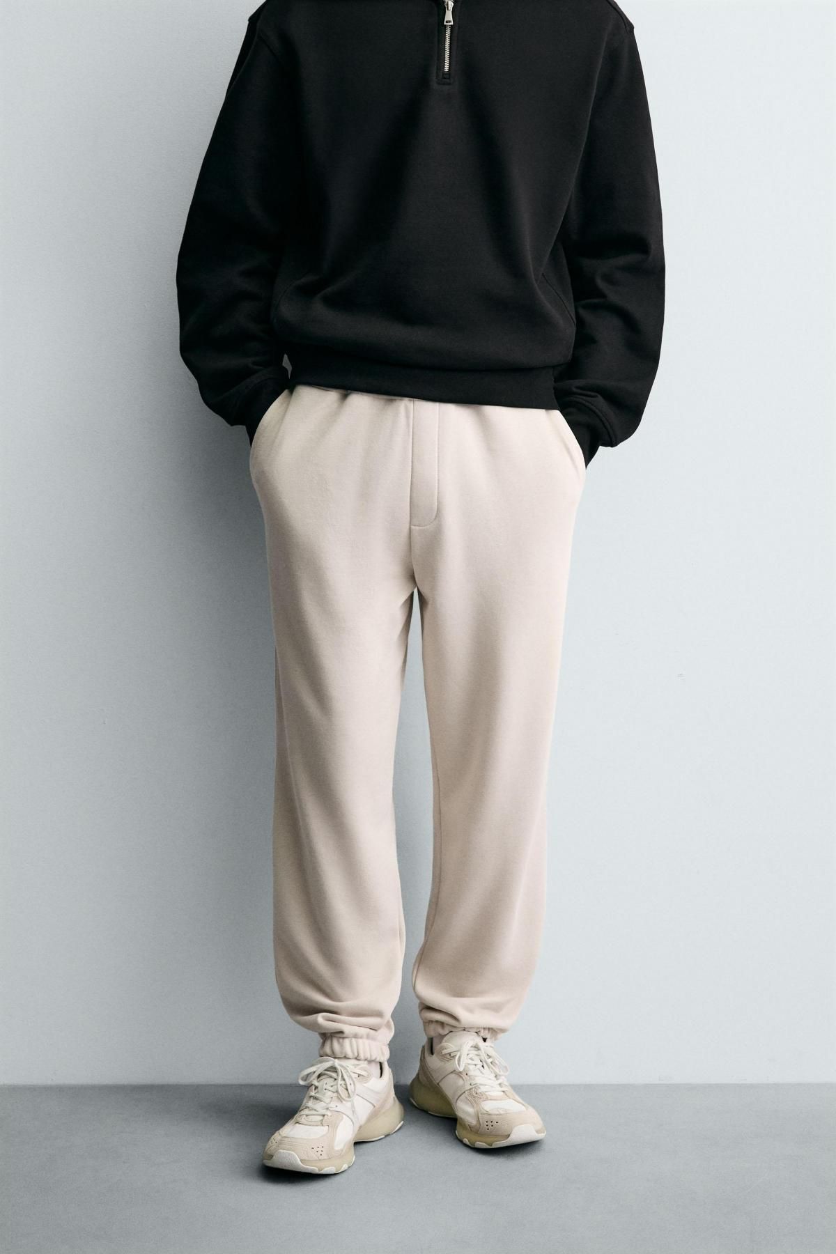 자라 코튼 테크니컬 릴렉스핏 조거 팬츠 0761/372 LIGHT BEIGE - 메인 이미지