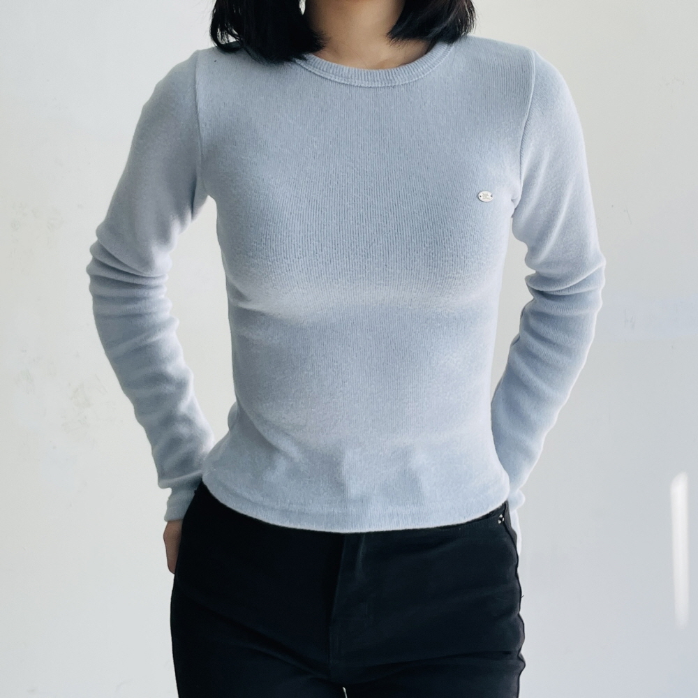 여성기모티셔츠 크롭 이너 레이어드 랍빠 겨울 티셔츠 - 상품 이미지