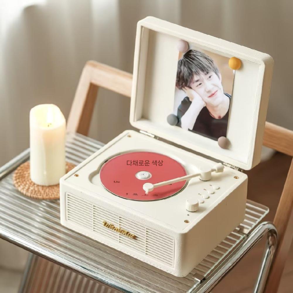턴테이블 인테리어 블루투스 CD플레이어 화이트 - 상세 이미지 4