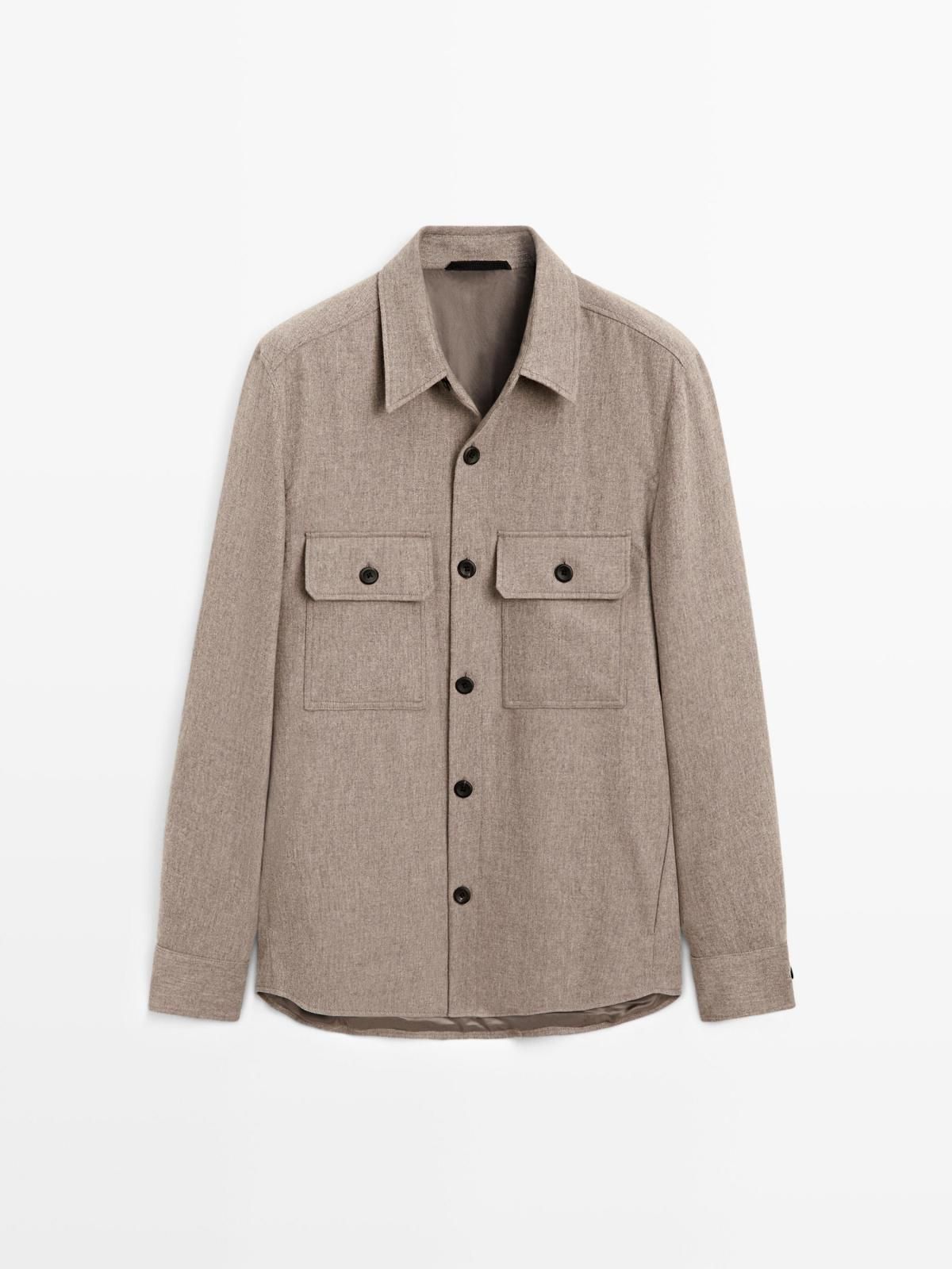 마시모두띠 프리미엄 울블렌드 포켓 오버셔츠 2804/880 MINK - 메인 이미지