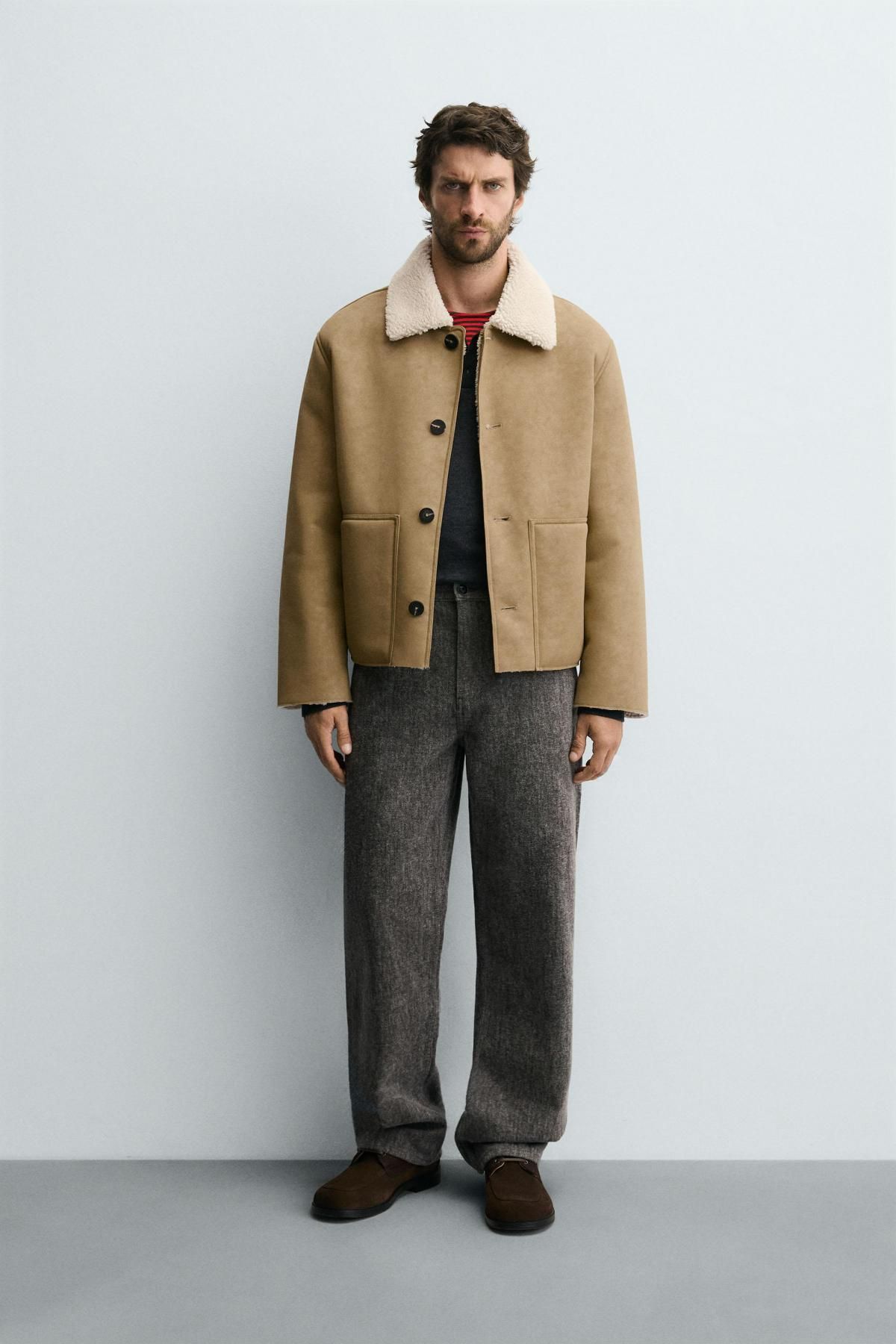 자라 테크니컬 무스탕 페이크레더 재킷 6318/408 LIGHT BEIGE - 상세 이미지 2