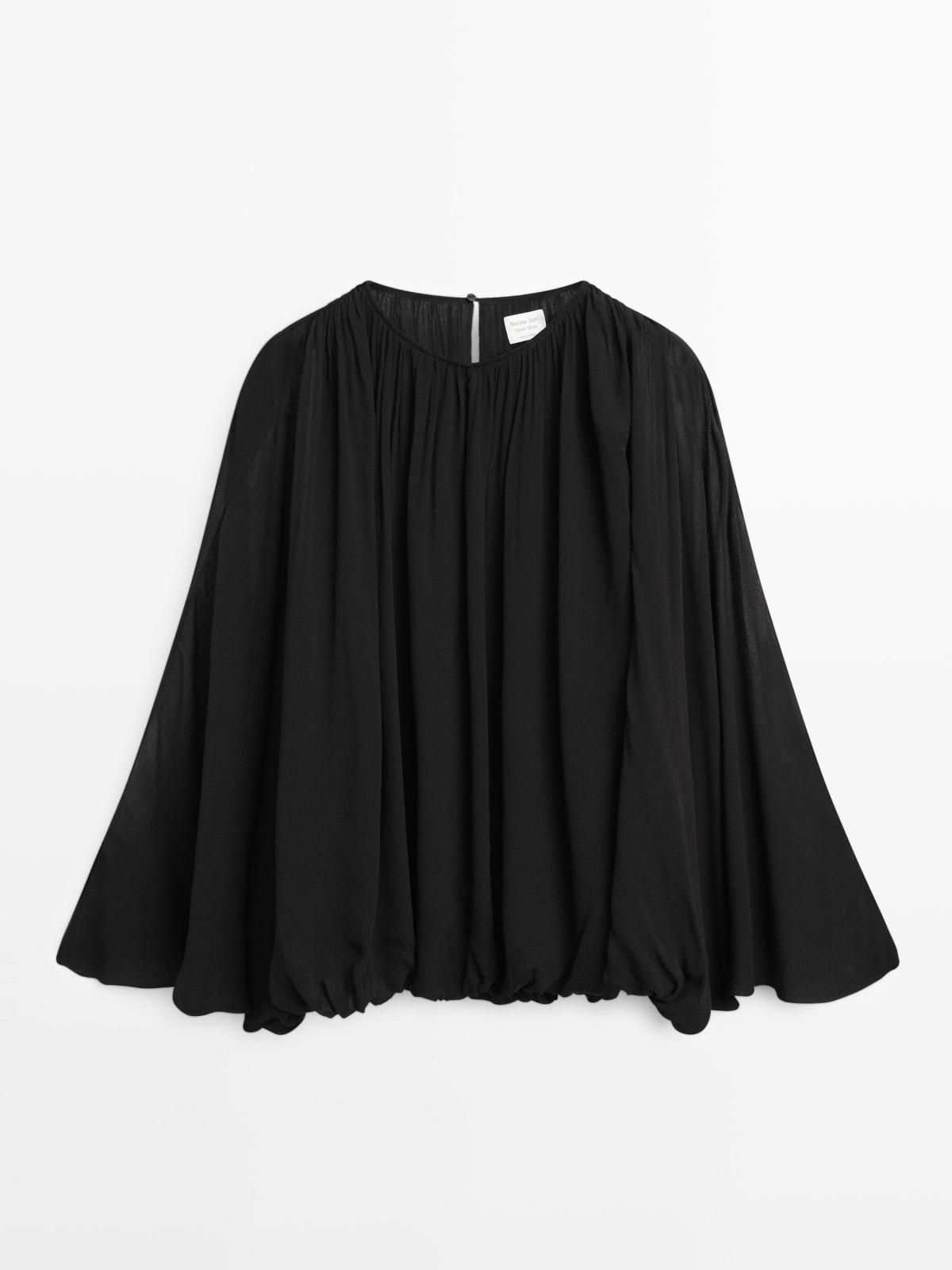 마시모두띠 한정판 플루이드 벌룬 블라우스 5700/555 BLACK - 상품 이미지