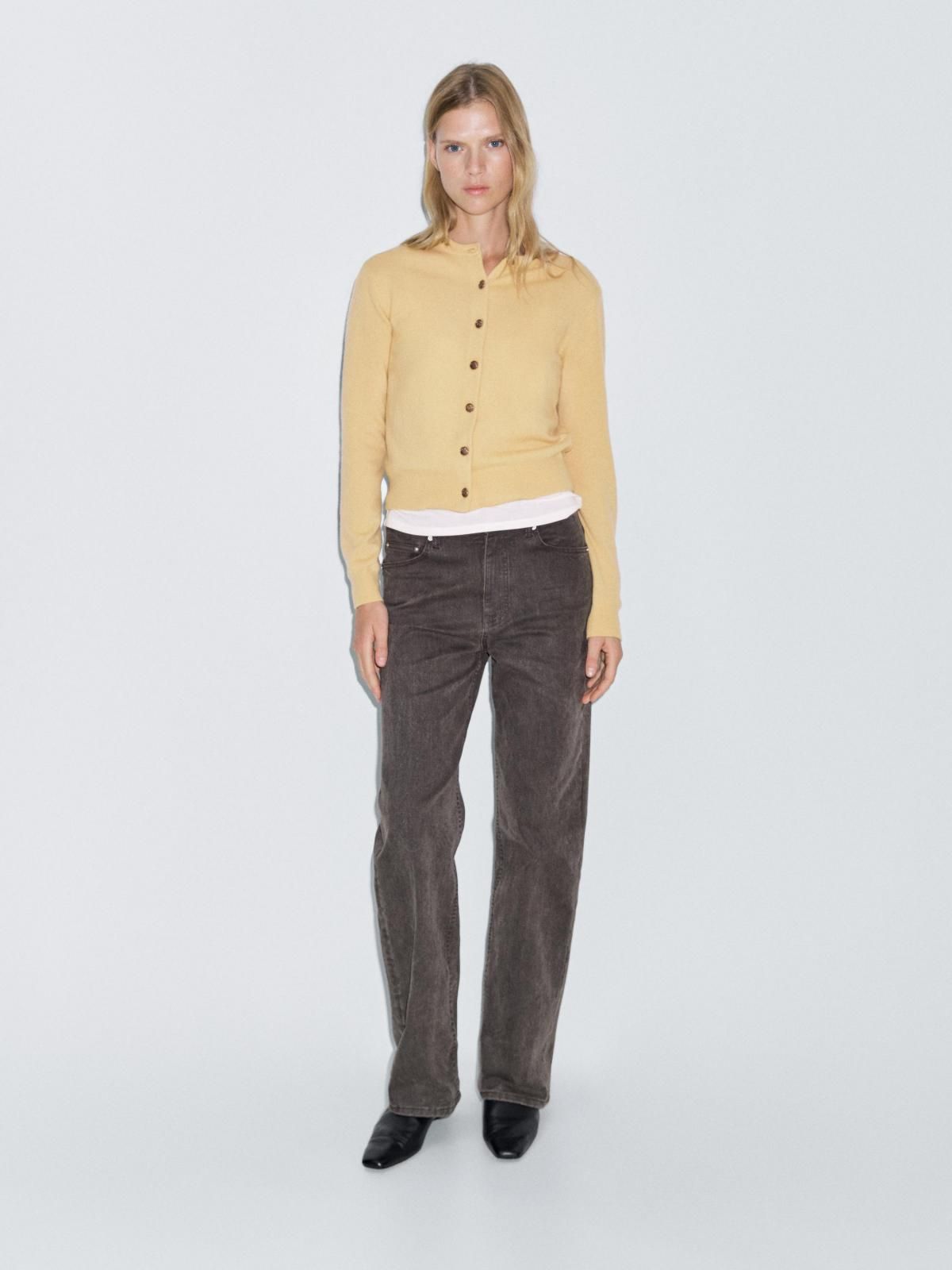 마시모두띠 골드버튼 울 라운드넥 니트 가디건 5606/593 CORN YELLOW - 상세 이미지 2