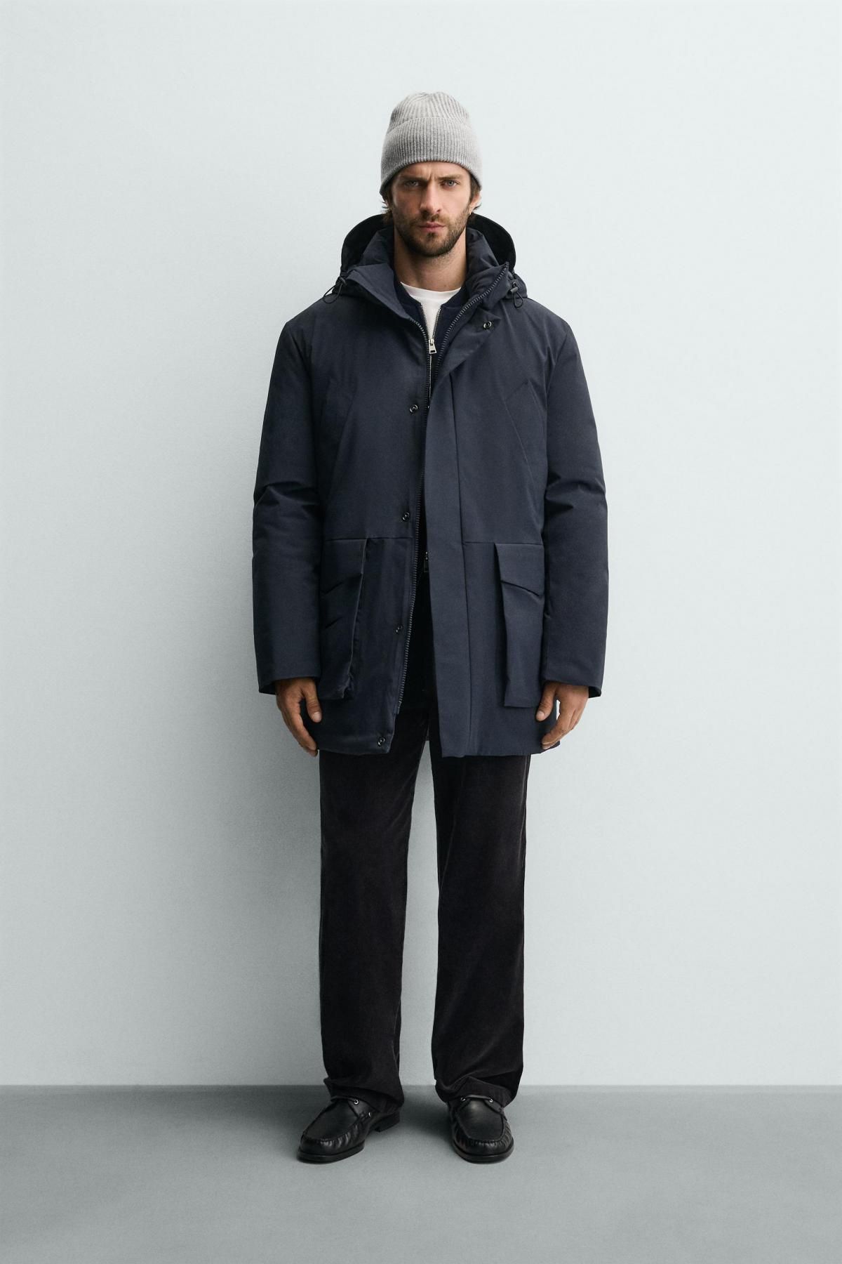 자라 테크니컬 방수 후드 롱 패딩 파카 6518/651 NAVY BLUE - 상세 이미지 2