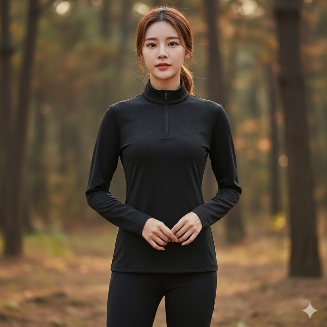 네파 겨울 여자 기모 항균 아웃도어 스판 등산 스판 긴팔티셔츠 - 상품 이미지