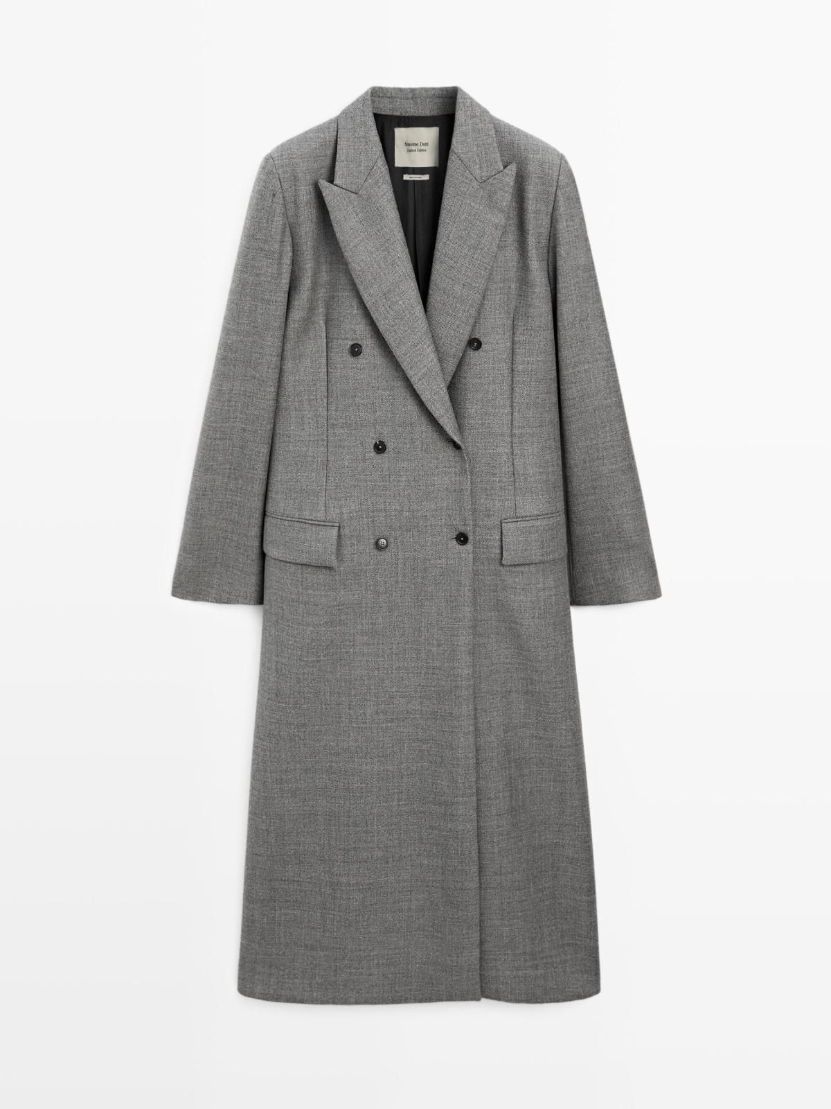마시모두띠 더블브레스트 노치 라펠 울 롱코트 6401/555 GREY - 상품 이미지