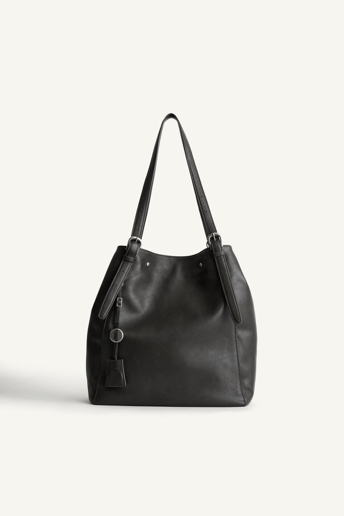 자라 프리미엄 레더 스터드 토트백 6190/610 BROWN - 상세 이미지 4
