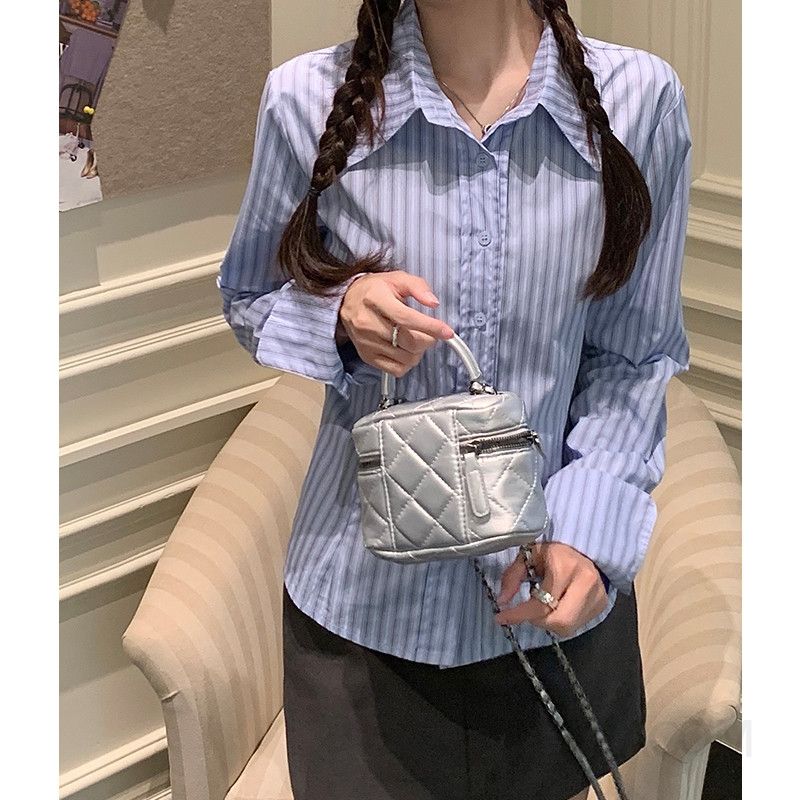 여성용 코튼 긴팔 셔츠 가을 스타일 캐주얼 재킷 디자인 블라우스 오버핏 편안한 착용감 활용도 높은 이미지 7